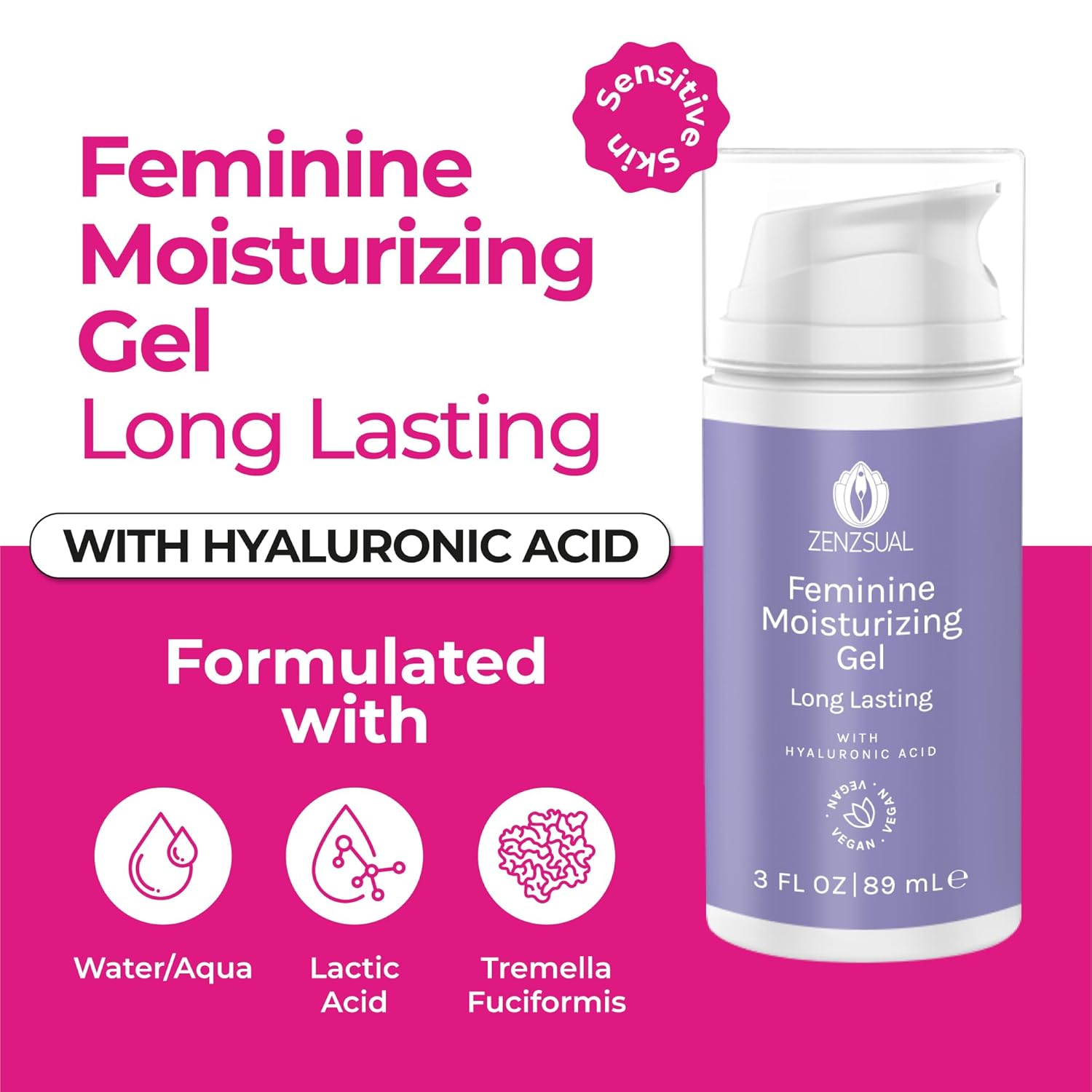 ZENZSUAL Vaginal Moisturizer Gel – Water-Based, pH Balanced with Hyaluronic Acid – Hydrating Feminine Gel for Intimate Dryness and Daily Comfort – Menopause & Postpartum Support – 3 Fl Oz (89 mL) - Image 3