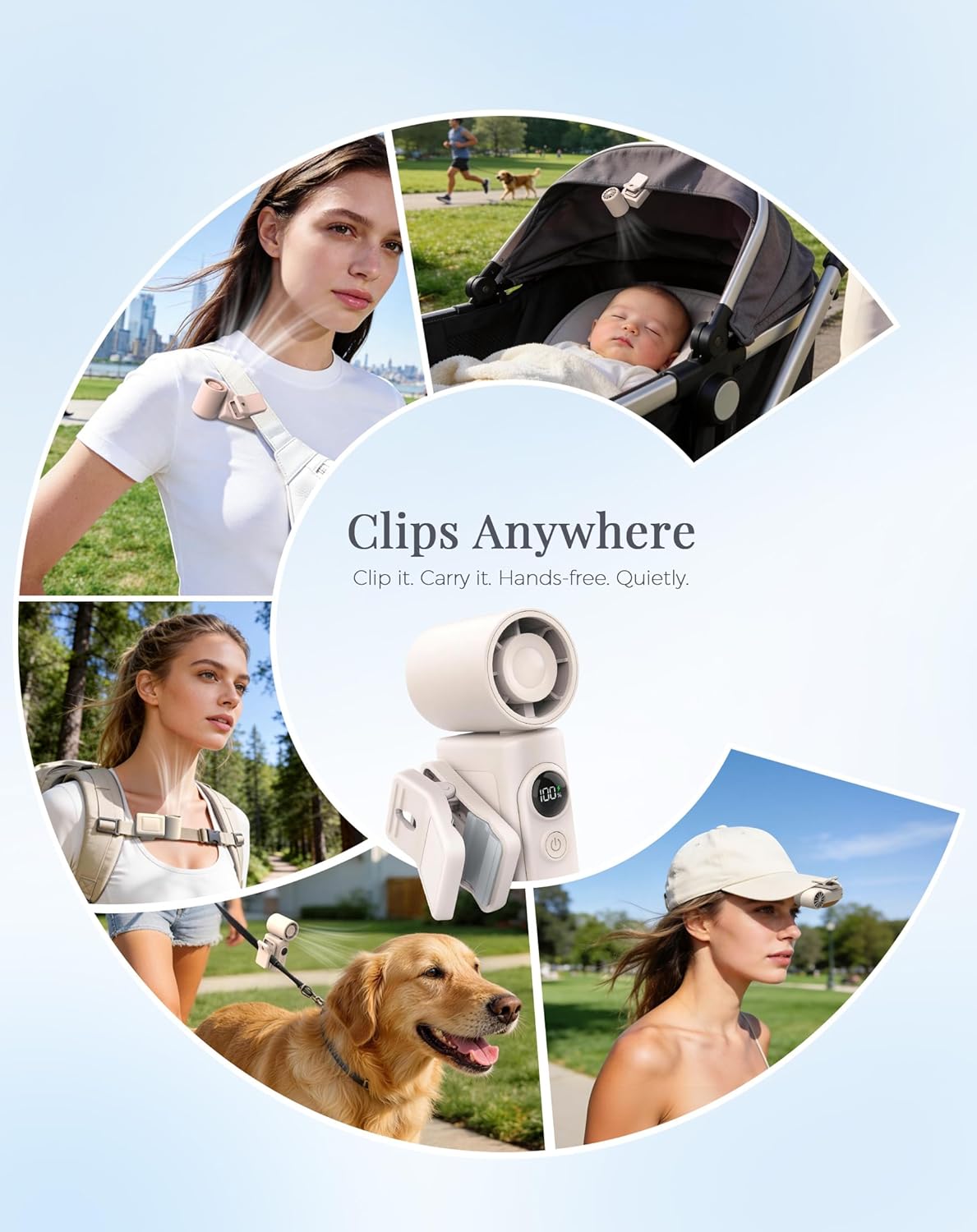 Hotsales Clip-On Portable Fan, 13500 RPM Rechargeable Handheld Mini Fan with LED Display, 360° Rotating Detachable Clip, Stroller Fan for Baby, Compact Travel Essentials/Lash, Summer Gifts for Women - Image 7