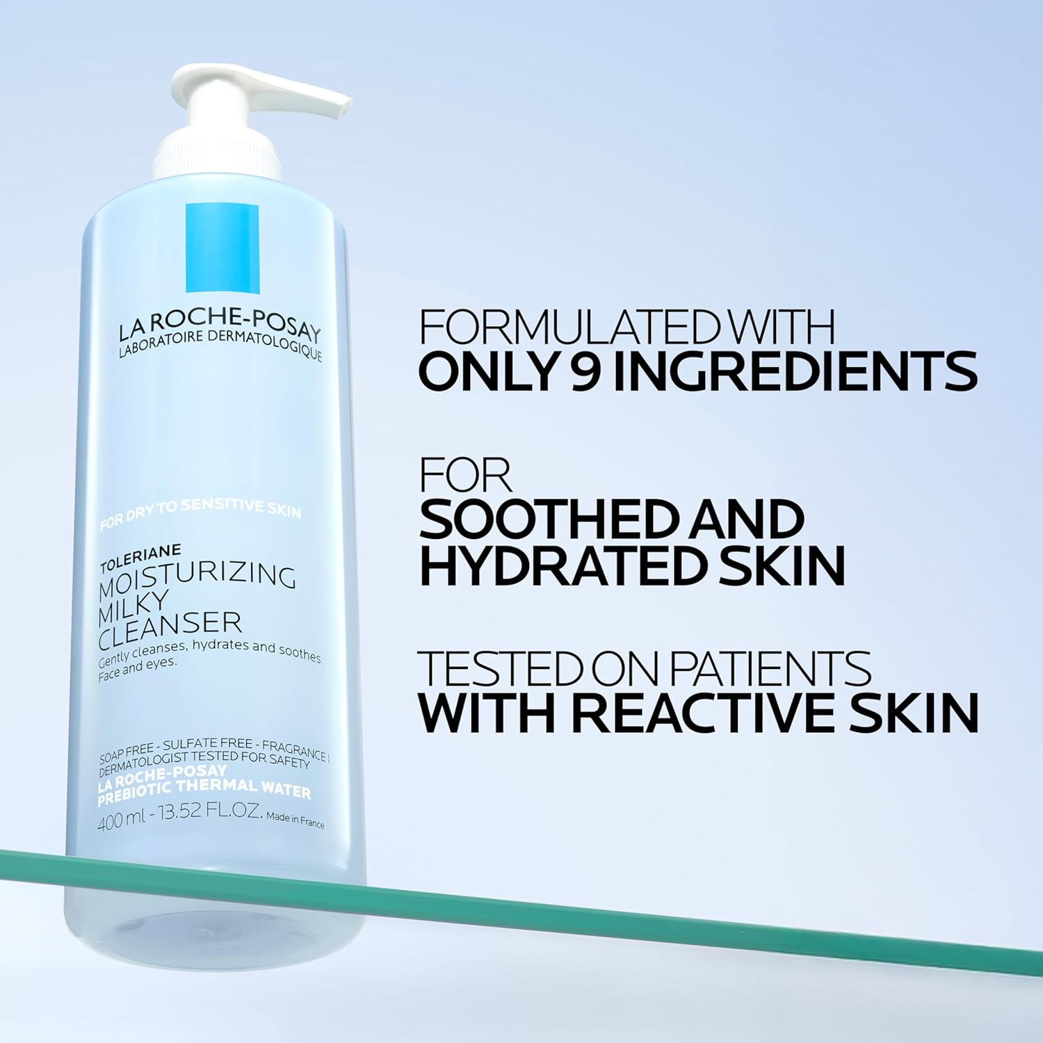 La Roche-Posay Toleriane Moisturizing Milky Cleanser, Gentle Face Cleanser with Glycerin for Dry, Sensitive & Allergy-Prone Skin, Face Wash for Hydration, Makeup Remover Cleanser, 13.5fl oz - Image 4