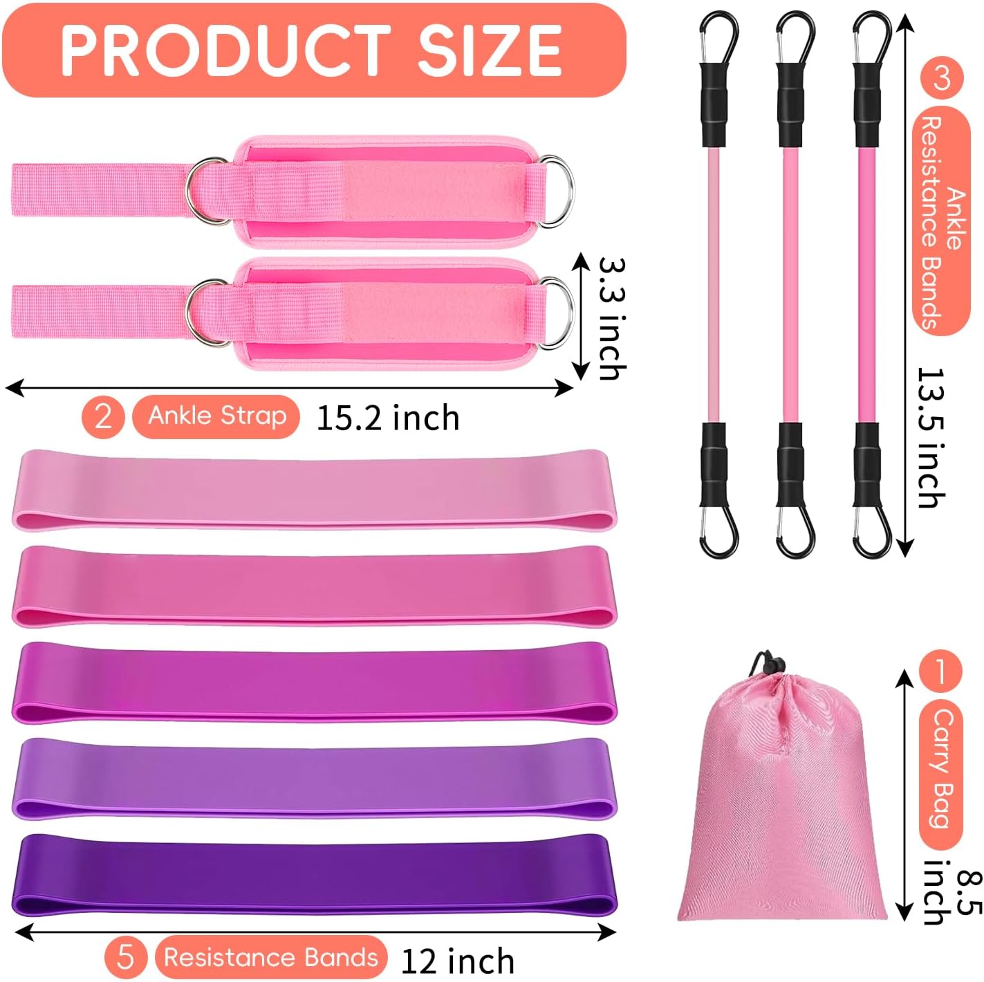11 Pcs Ankle Resistance Bands with Cuffs, Glutes Workout Ankle Weights for Women Working Out, Exercise Bands Set with Ankle Straps for Leg Butt Exercise Equipment - Perfect for Home Workouts - Image 6