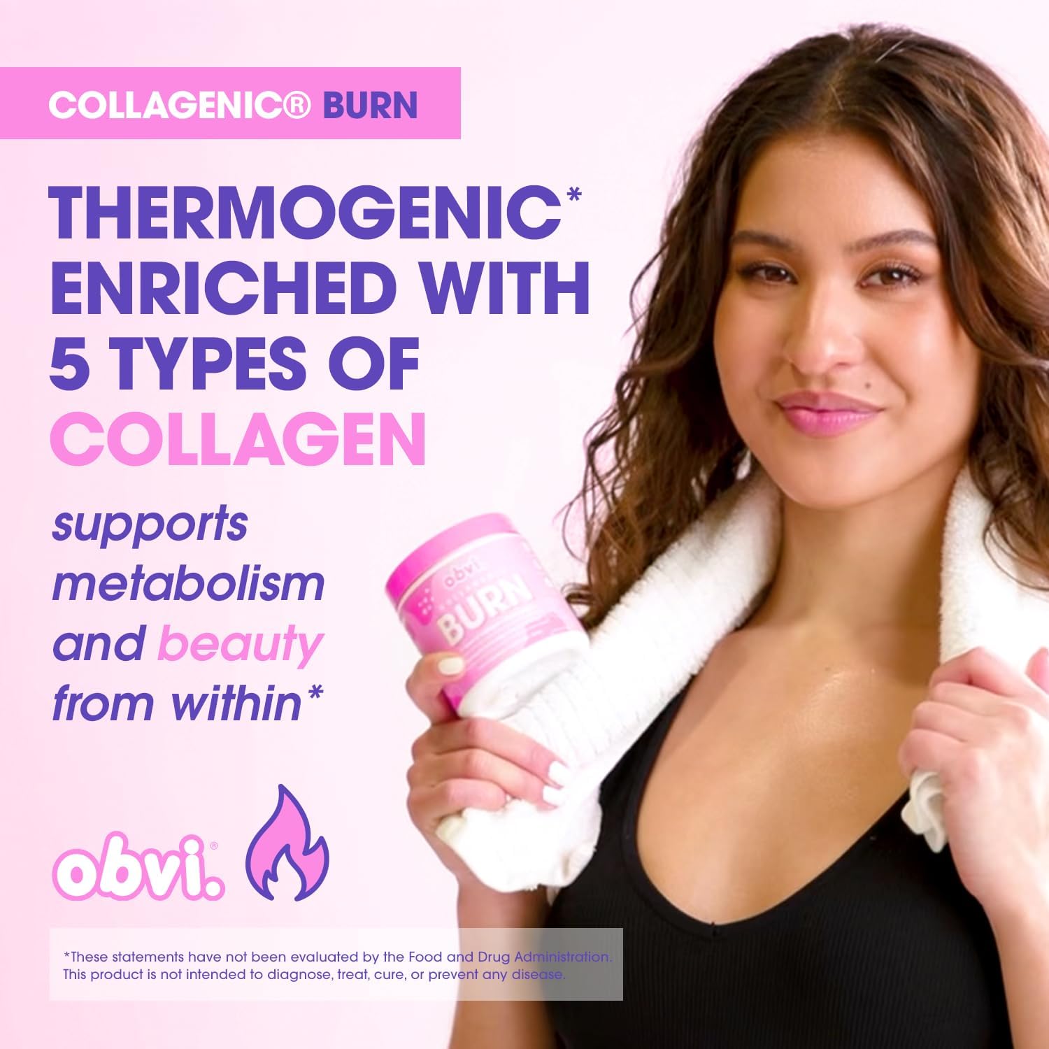 Obvi Collagenic Burn | Hydrolyzed Collagen Peptides + Green Tea Extract Supplement | Supports Metabolism & Daily Wellness | with Biotin, B12 & BioPerine | 30 Servings | 120 Capsules - Image 2