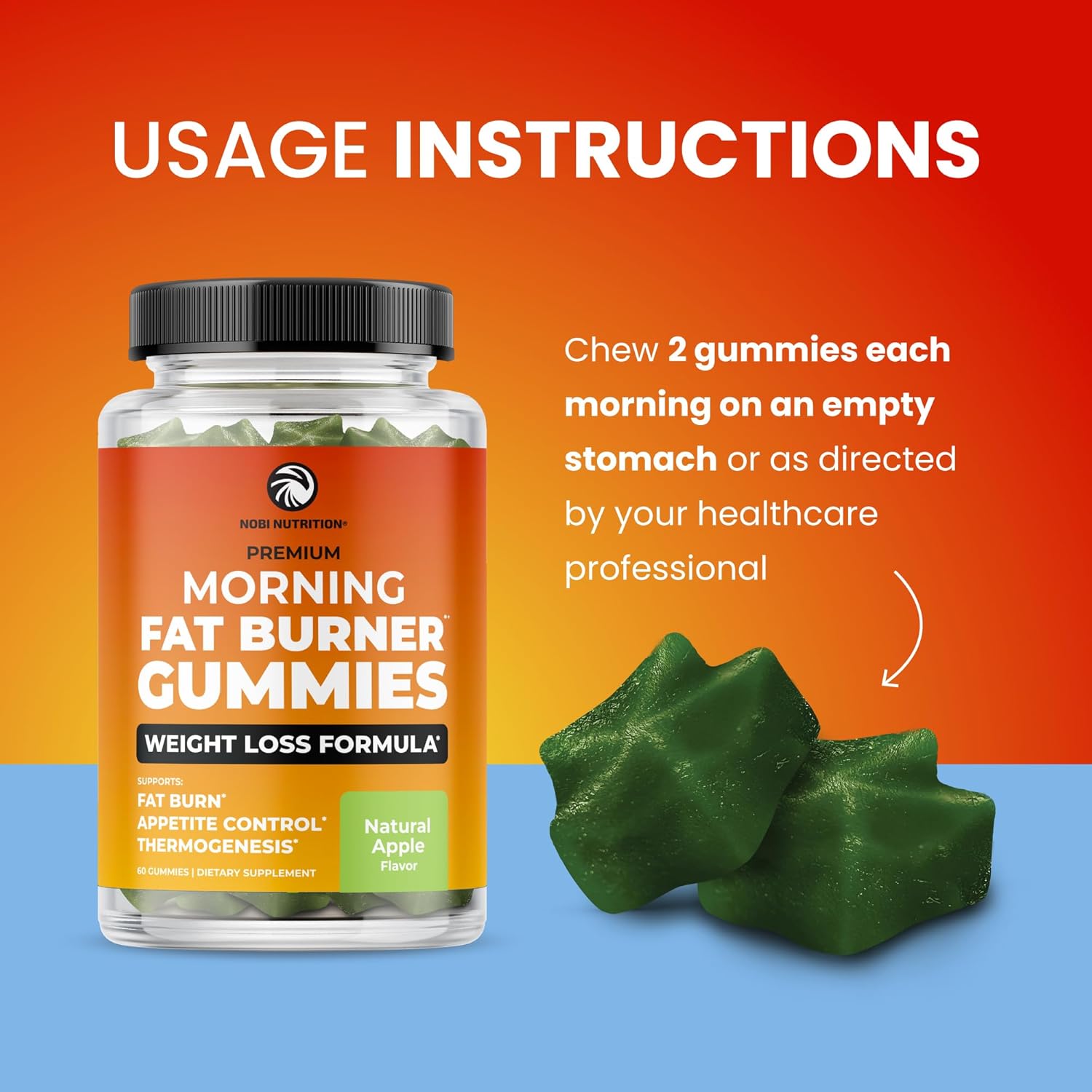 Morning Fat Burner Gummies | Weight Loss for Women & Men | Appetite Suppressant & Metabolism Booster | Thermogenic Belly Fat Burner with Green Tea, Garcinia, Green Coffee Bean & More | 60 Gummies - Image 8