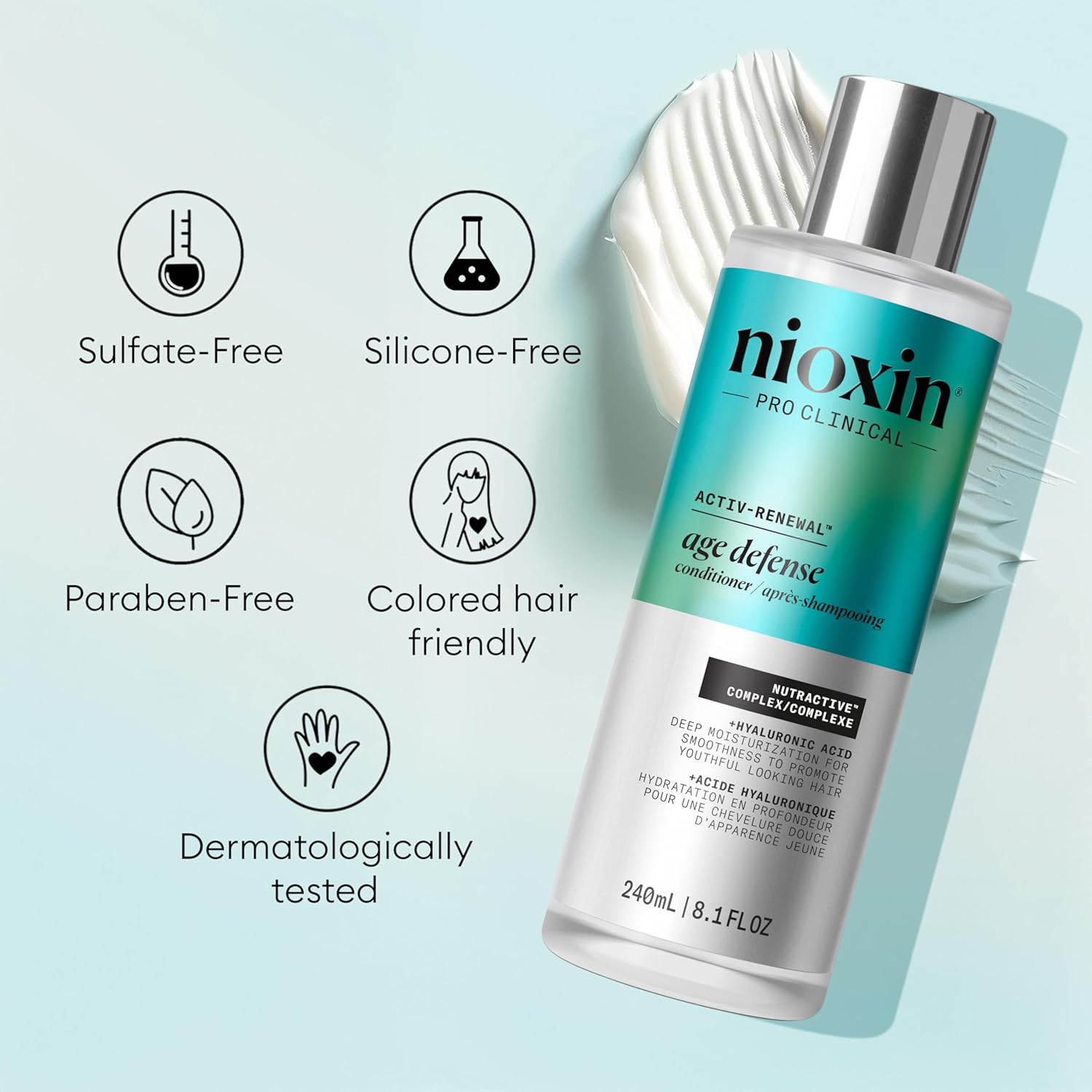 Nioxin Age Defense Conditioner for Aging Hair | Strengthening & Moisturizing Conditioner with Hyaluronic Acid | Against Breakage | Paraben, Sulfate & Silicone-Free | Daily Use - Image 7