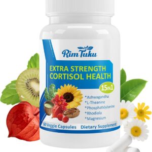 Cortisol Supplements for Women & Men -15-in-1 Cortisol Detox for Women, Cortisol Manager & Reducer with Ashwagandha, Rhodiola Rosea Supports Stress Relief, Adrenal Balance, 60 Capsules