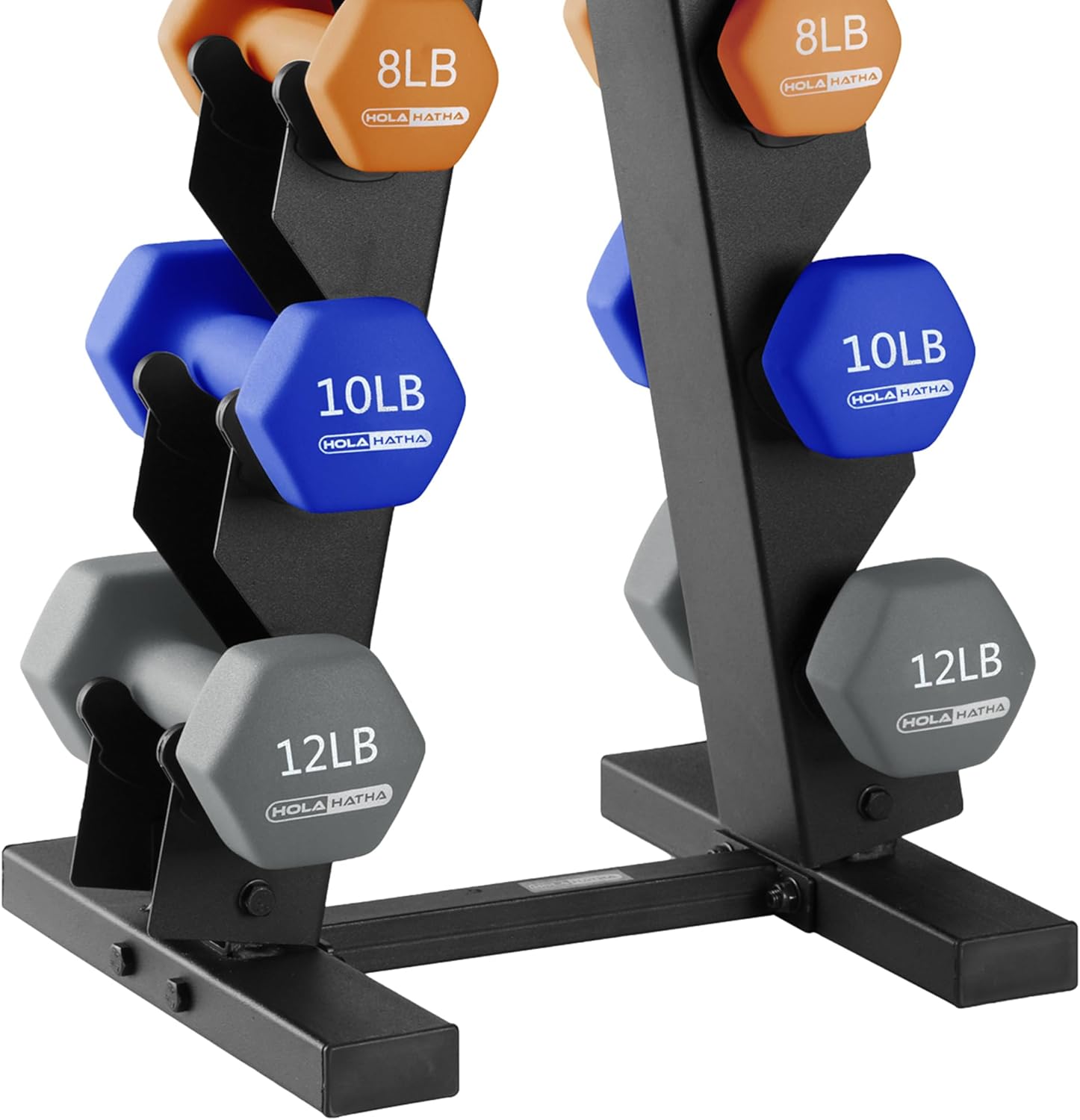 HolaHatha Neoprene Dumbbell Weights Set w/Rack, Home Gym Equipment - Portable Weighted Exercise Dumbbells for Fitness, Training, and Lifting Workouts - Image 9