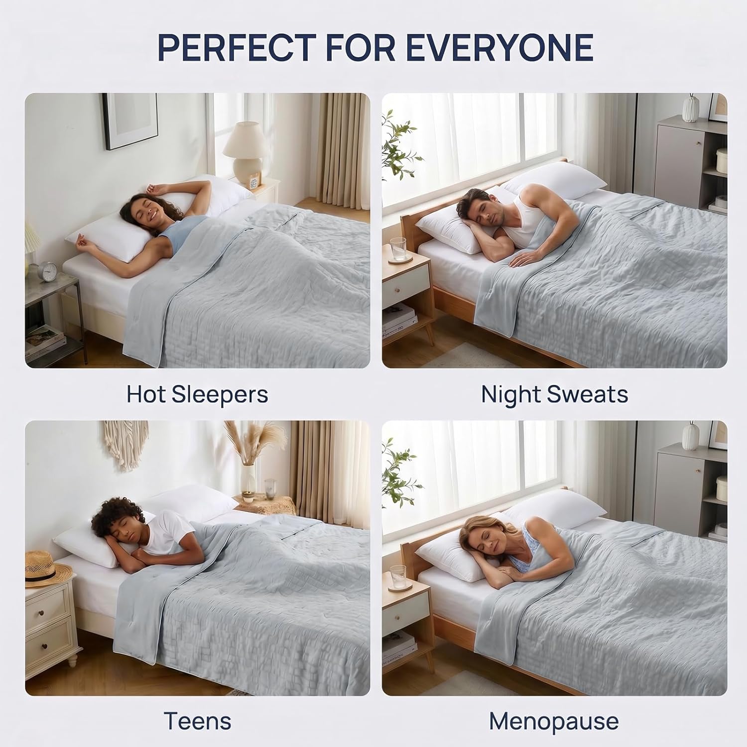 Cooling Comforter Queen Size 90"x90", Dual-Sided Seersucker & Q-Max>0.4 Cooling Blanket, Breathable Fabric for Hot Sleepers Night Sweats Menopause & Sensitive Skin, All Season Pet Friendly, Dark Grey - Image 7