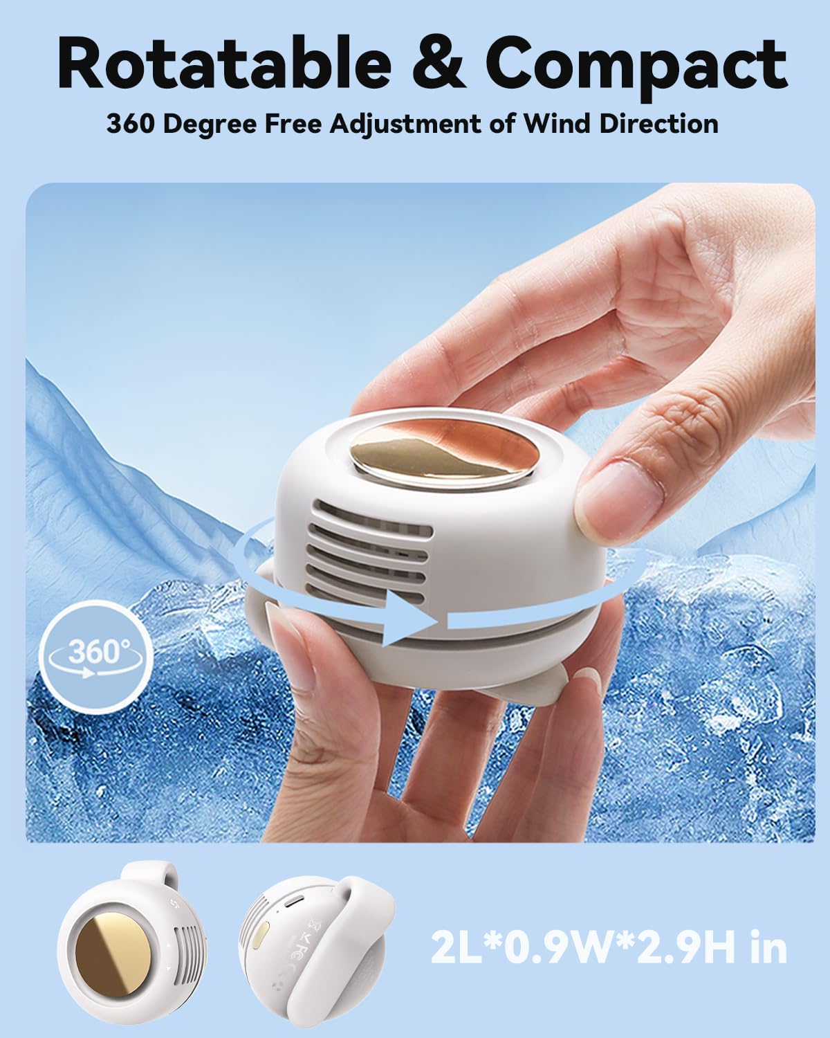 Portable Silent Mini Bladeless Fan Clip On, Small Fan Clip on for Shirt & Waist, Adjustable 3-Speed Suspended Whirlwind Fans, For Outdoor & Travel & Office, Travel Accessories, Gift - Image 2