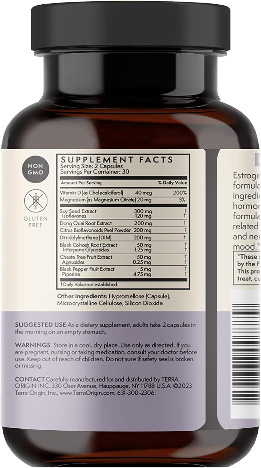 TERRA ORIGIN Multi-Symptom Menopause Supplements for Women | Menopause Support for Night Sweats, Hot Flashes & Mood Swings | DIM, Black Cohosh, Dong Quai, Chaste Tree Berry | 60 Capsules - Image 2