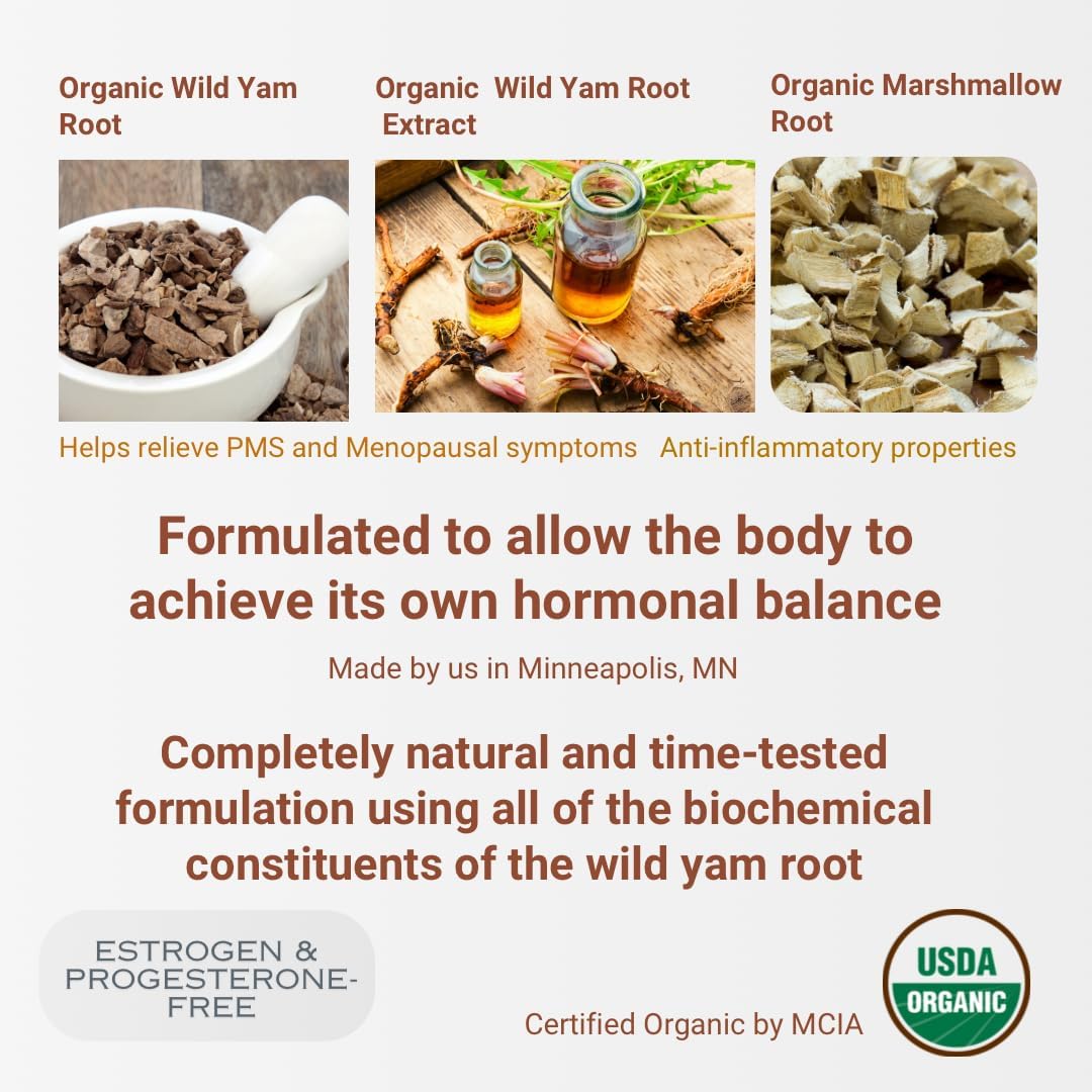 Indian Meadow Herbals Wild Yam Root Cream (2oz) - USDA Certified Organic Balancing Cream for PMS & Menopause Relief - Estrogen & Progesterone-Free. Woman-owned & Operated Since 1994. - Image 6
