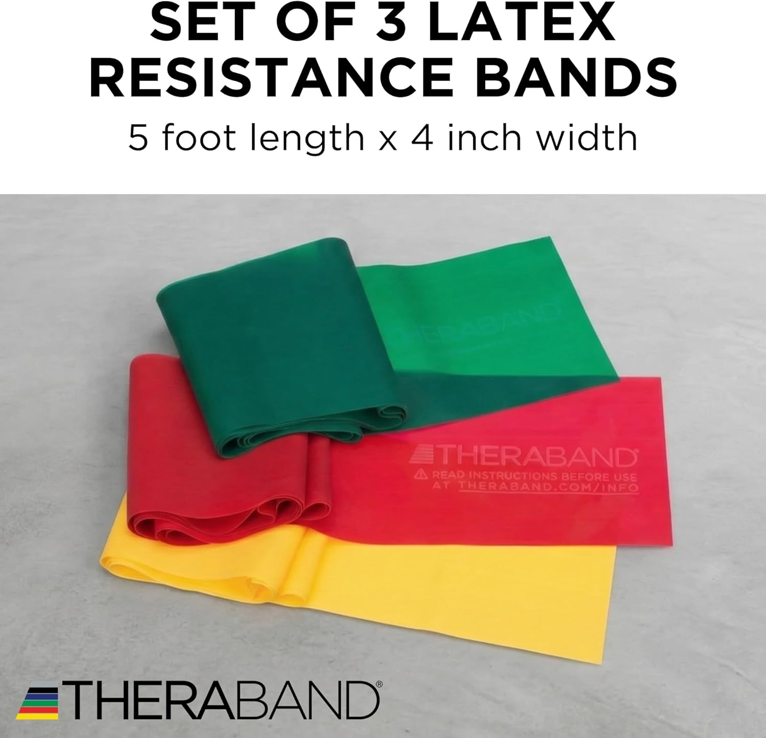 THERABAND Resistance Bands Set, Elastic Bands for Exercise & Physical Therapy, Strength Training for Upper & Lower Body Fitness - Image 3