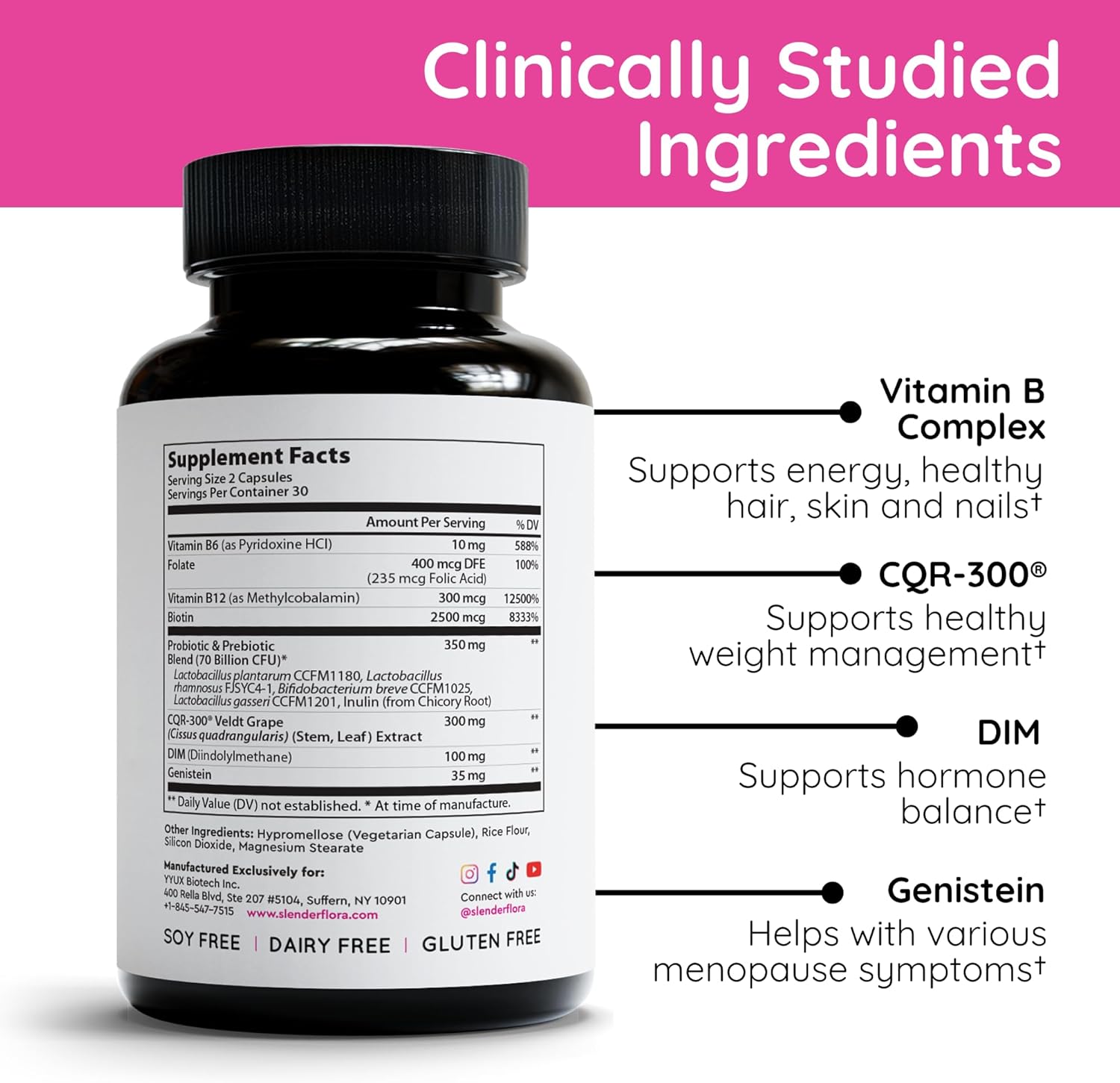 SlenderFlora - Menopause Probiotic Supplement | Weight Management, Hot Flashes, Night Sweats, Bloating | 70 Billion CFU | Gluten, Soy & Dairy Free | 60 Count - Image 6