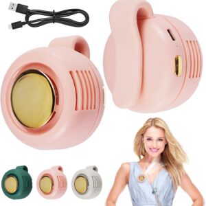 2026 New Portable Clip-On Fan, 360° Rotatable Mini Bladeless Fan for Shirt & Waist, 3-Speed Quiet Wearable Personal Fan, USB-C Rechargeable Whirlwind Fan for Outdoor, Travel & Stroller (Pink)