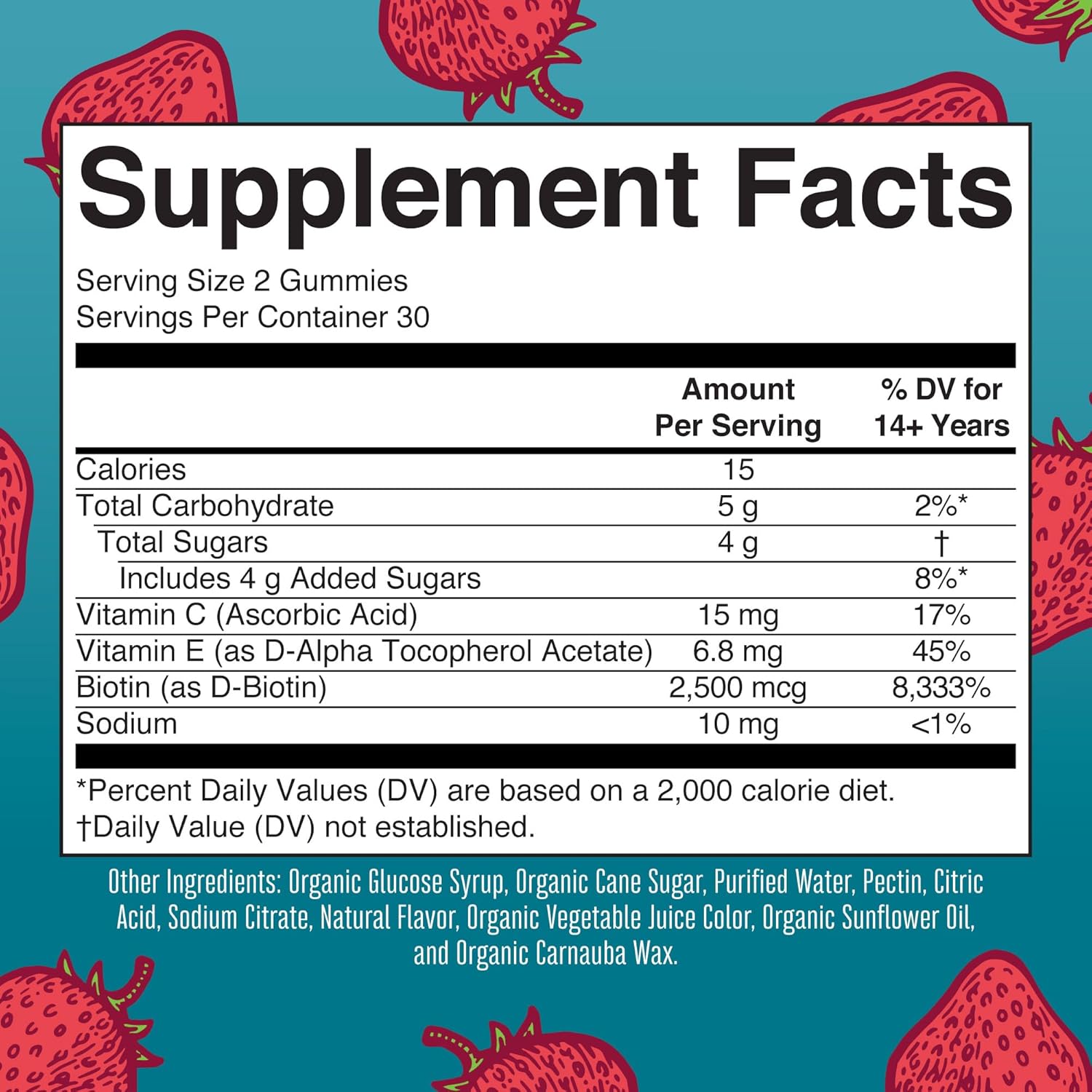 MaryRuth's Hair Skin and Nail Vitamins | USDA Organic | 2500 mcg Biotin Gummies with Vitamin C & Vitamin E | Hair Growth Vitamins | Skin Care | Nail Growth | Ages 14+ | 60 Count - Image 2