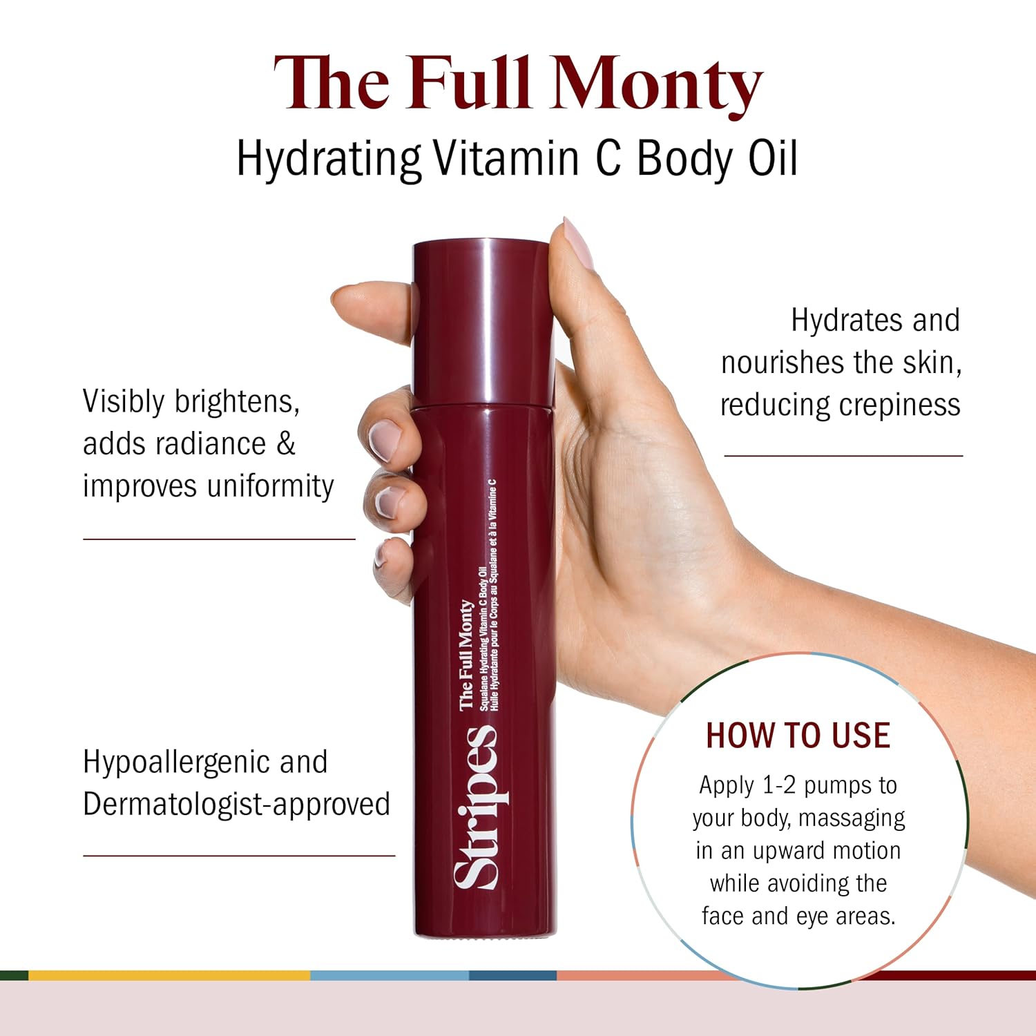Stripes Naomi Watts The Full Monty Post Shower Body Oil To Brighten Hydrate With Squalane Vitamin C Improve Skin Softness Elasticity Moisture Balance - Image 2
