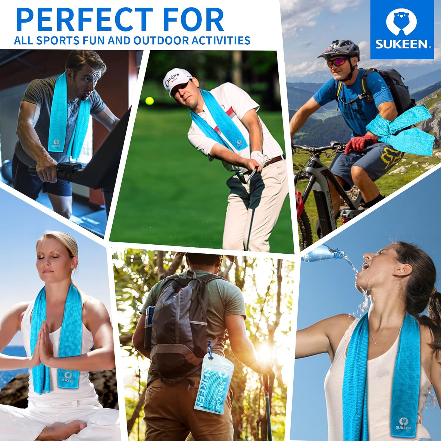 Sukeen Cooling Towels(40"x12") for Neck & Head, Soft Breathable Chilly Towel for Yoga, Golf, Gym, Camping, Running, Workout & More Activities - Image 7