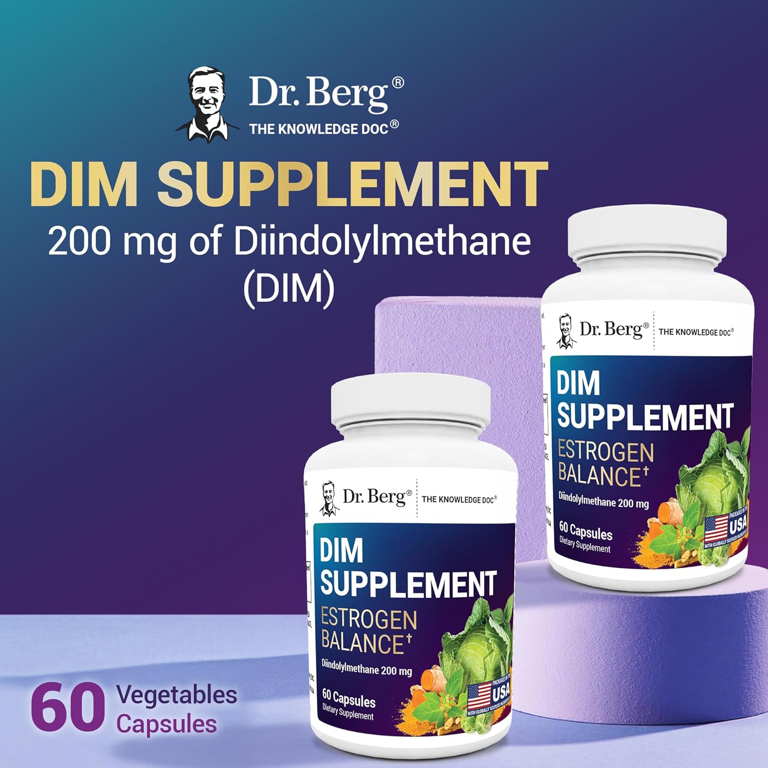 Dr. Berg DIM Supplement Estrogen Balance - Original Estrogen Supplement for Women with Diindolylmethane for Menstrual Symptoms & Menopause Relief & Black Pepper for Enhanced Absorption - 60 Capsules - Image 5