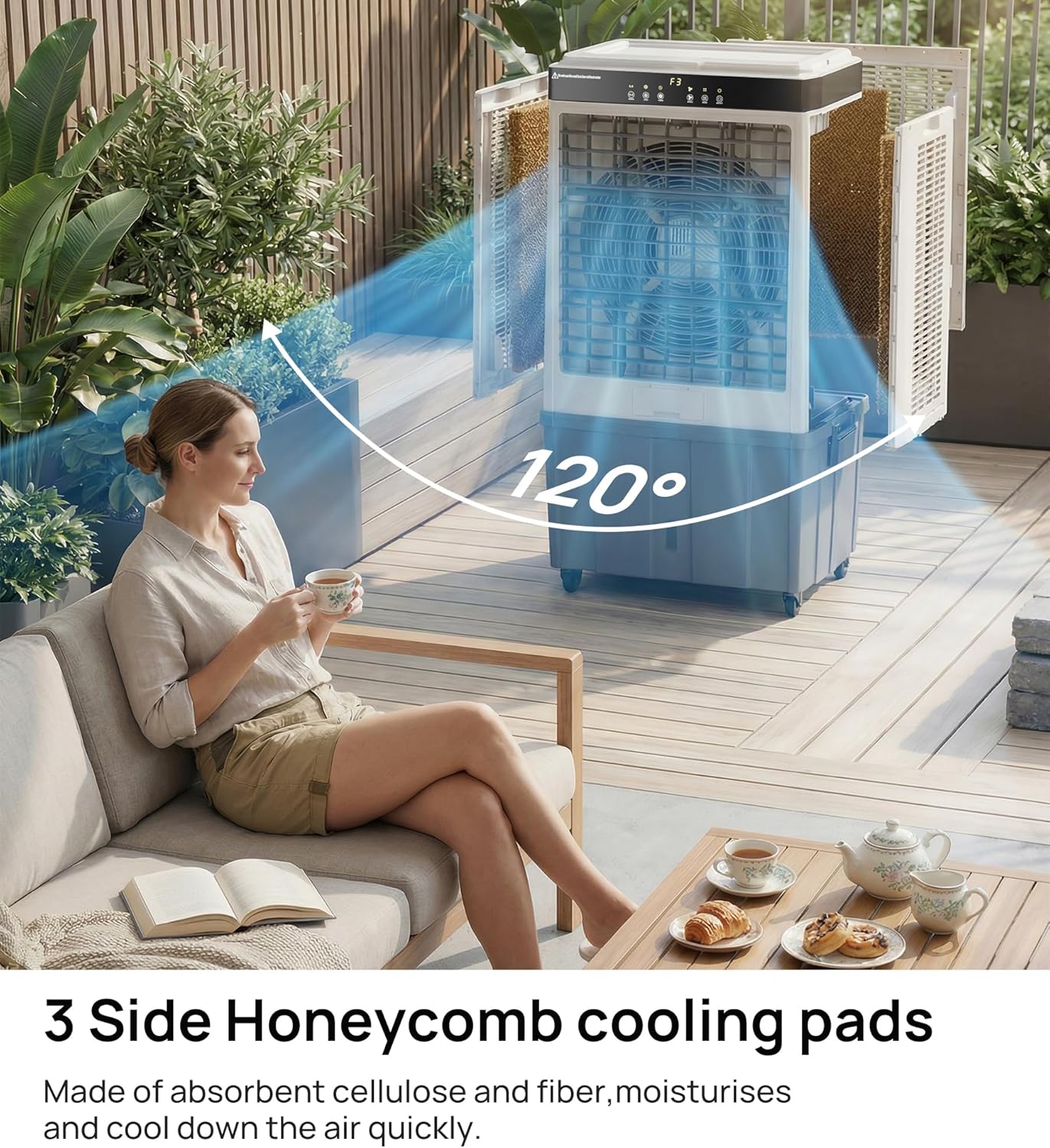 Landeagle 45″ Industrial Evaporative Air Cooler – 5100 CFM Portable Swamp Cooler with 16.5 Gal Tank, 120° Oscillation, Auto Fill, Outdoor & Garage Cooling Fan - Image 6