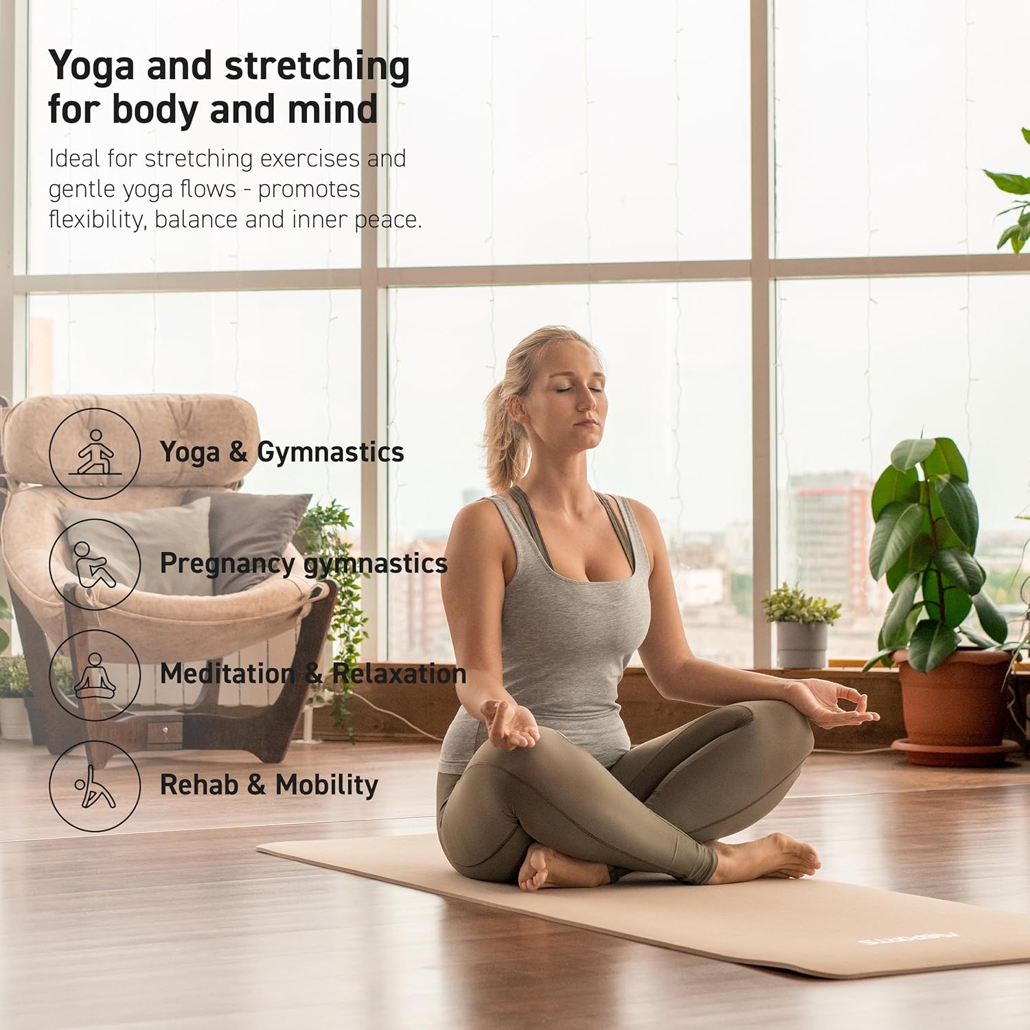 MSPORTS Yoga Mat Premium Non Slip Thick – Extra Comfortable Exercise Mat for Home Workouts, Pilates, Stretching & Gym – Cushioned NBR Foam, Gym Mat with Strap, for Women & Men - Image 6