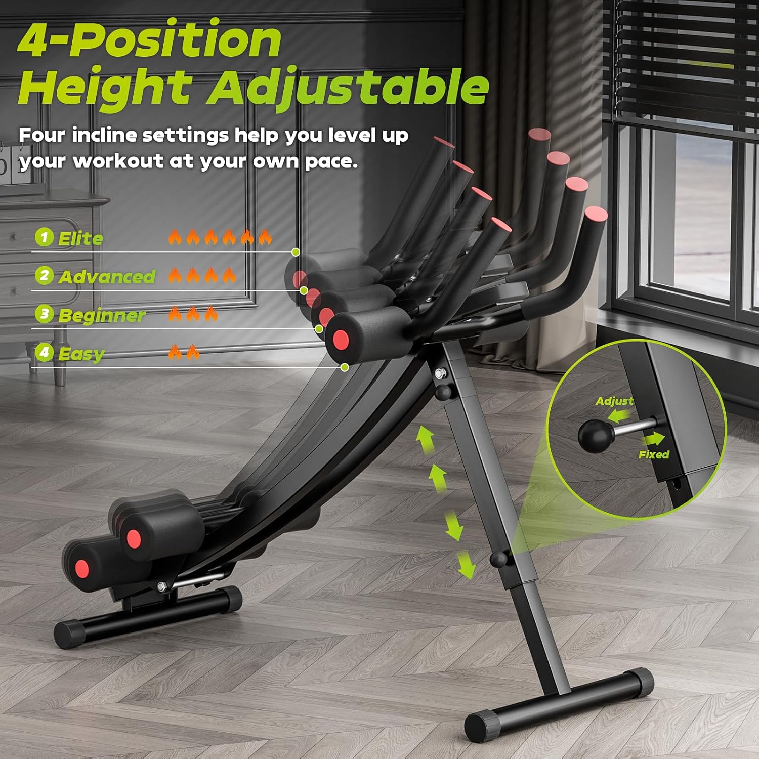 BODY RHYTHM Dual-Track Ab Machine with 4 Adjustable Heights, Foldable Core & Abdominal Exercise Machine, Total AB Workout Equipment for Home Gym, Ab Women Exercise Fitnes Trainer. - Image 3