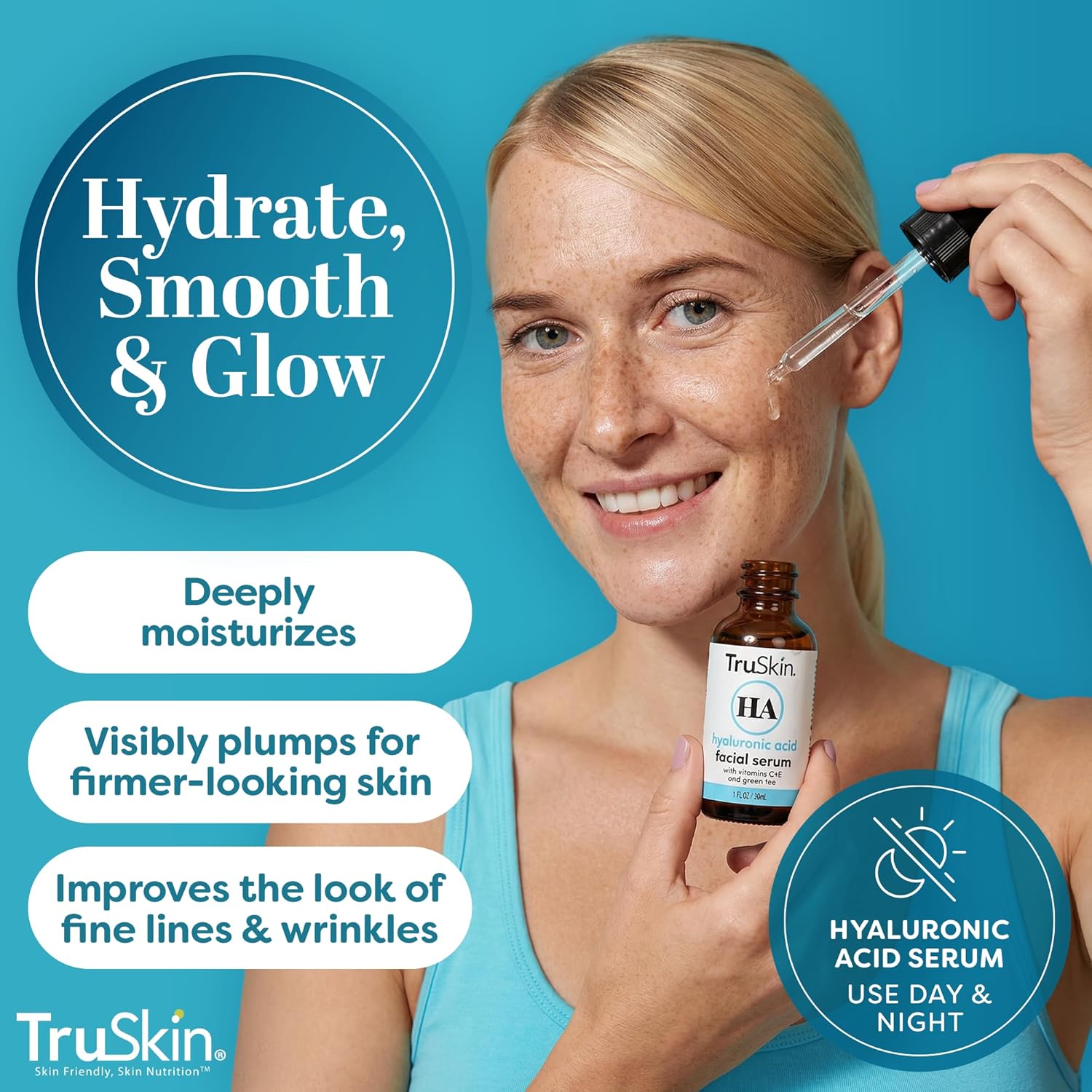 TruSkin Hyaluronic Acid Serum for Face – 7 Ultra-Hydrating Ingredients – Moisturizing & Plumping Facial Serum for Smooth, Healthy-Looking Skin, 1 Fl Oz - Image 3