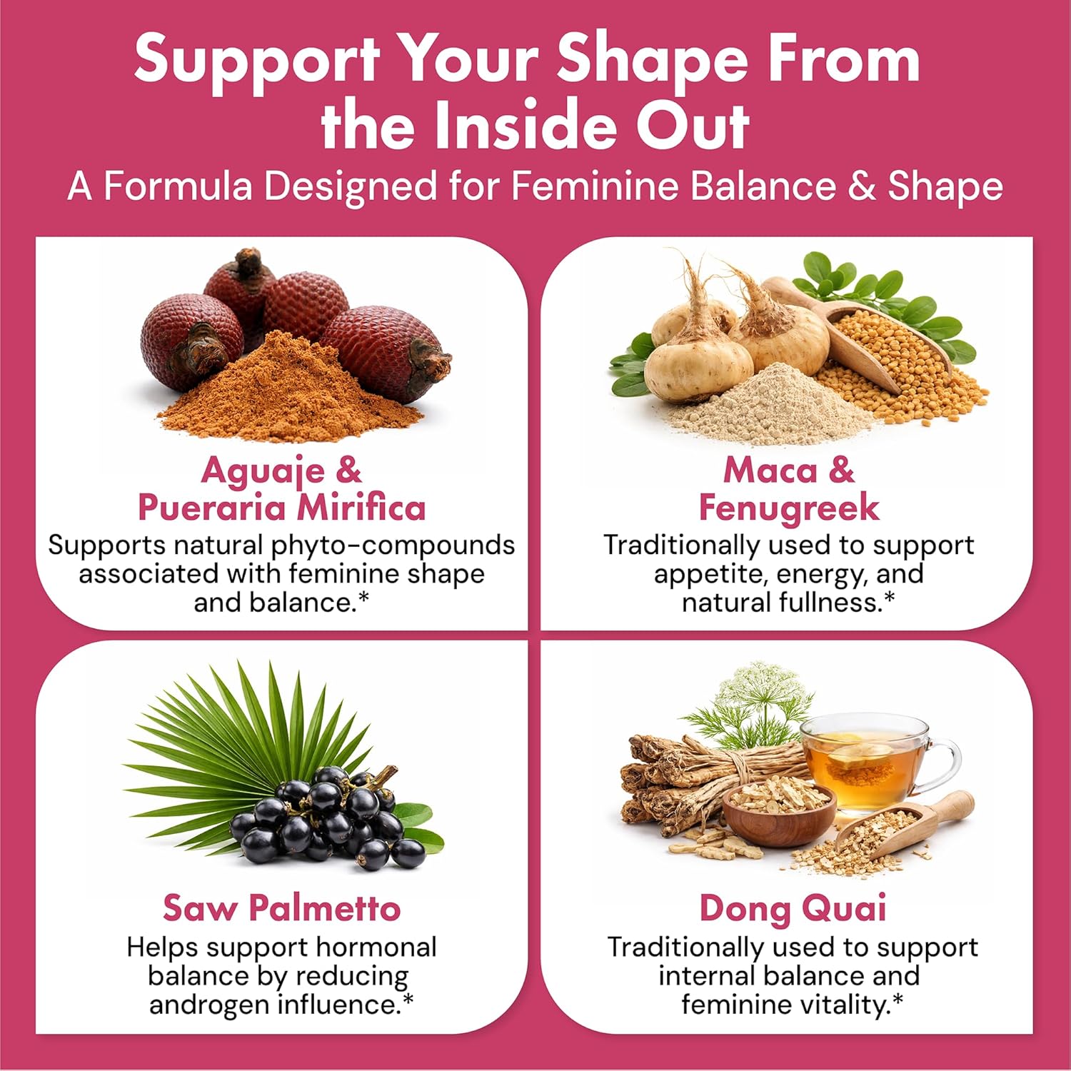 Smart Weight Gainer for Women – Booty Pills, Curves & Shape Support for Healthy Weight Gain, Hips & Glutes – Easy Alternative to Shakes – 60 Pills with Aguaje, Pueraria Mirifica, Dong Quai & more - Image 4