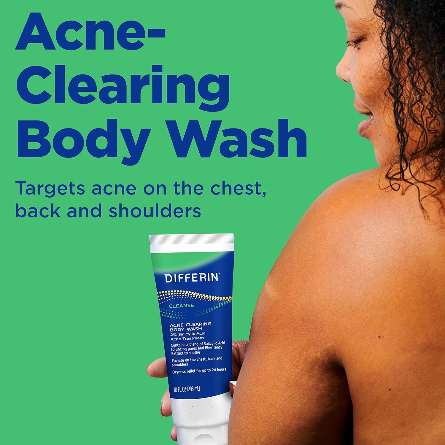 Differin Acne Body Wash by the makers of Differin Gel, Acne Treatment Cleanser with Salicylic Acid, Cream to Lather Formula for Back, Chest, Shoulders, 10 Oz. - Image 2