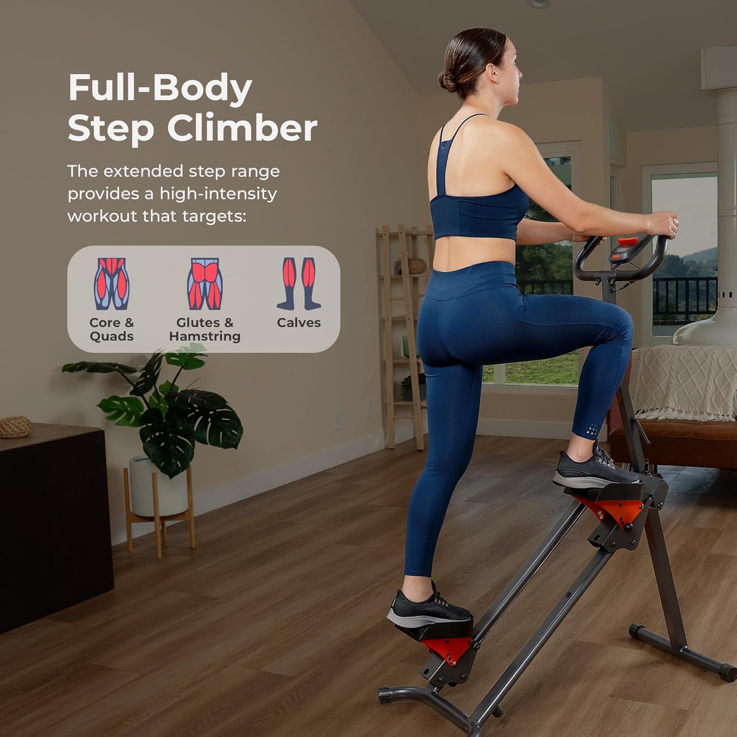 Sunny Health & Fitness Smart Foldable Cardio Stair Stepper, Vertical Climber Exercise Machine for Home Workout, Extended Step Range, 330 lbs. Max Weight, Connection w/Free SunnyFit App – SF-S024035 - Image 2