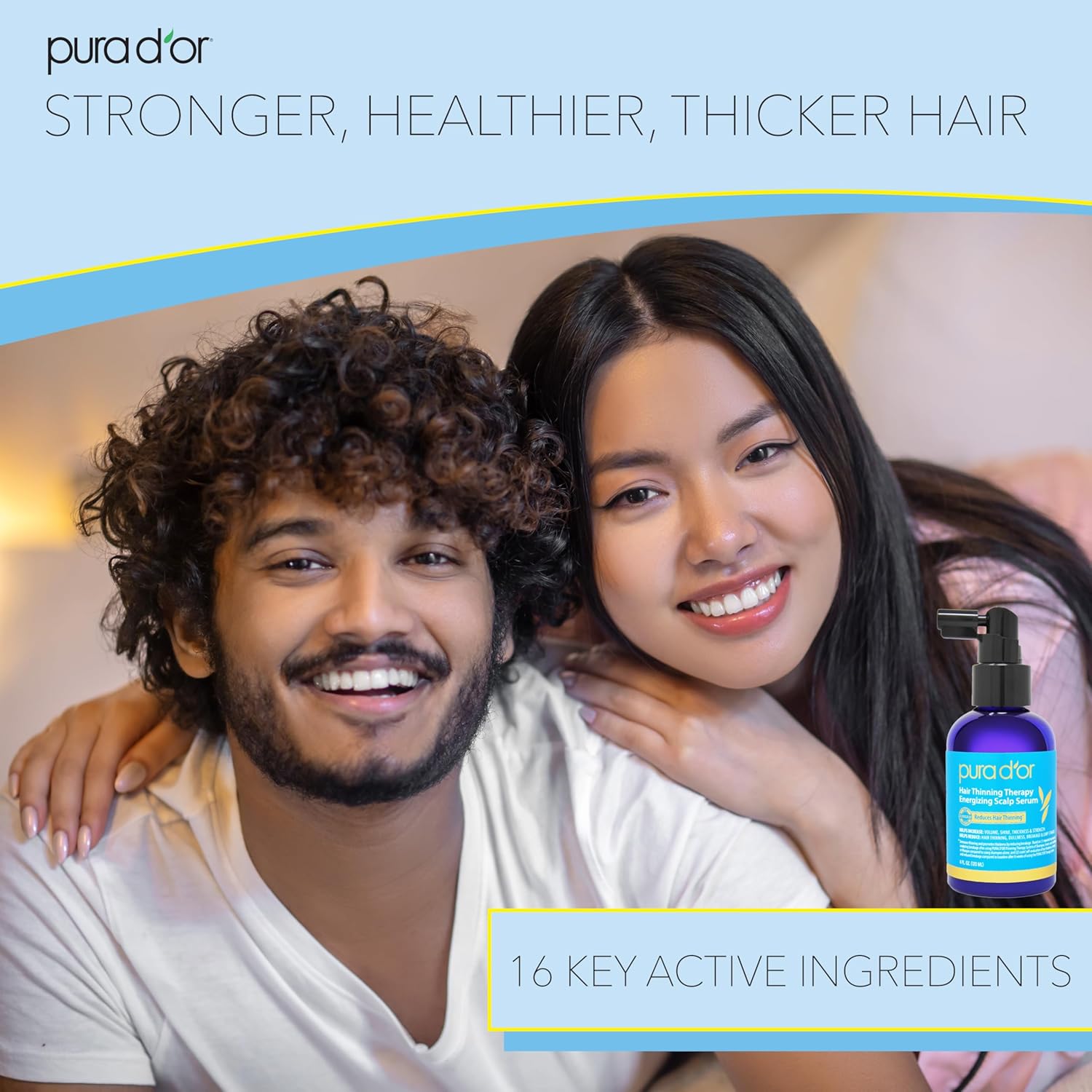 PURA D'OR Hair Thinning Therapy Energizing Scalp Serum 4oz w/Copper Tripeptide, Biotin, Caffeine, Plant Stem Cell, Catalase & DHT Balance, Rosemary Green Tea Leaf Extract, All Hair Types, Men Women - Image 3