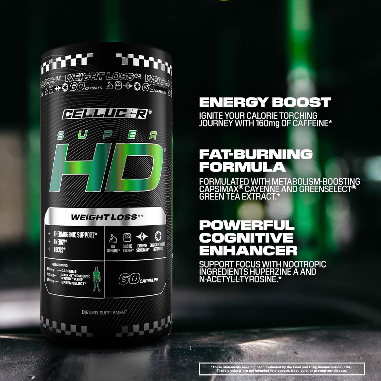 Cellucor SuperHD Thermogenic Fat Burner Weight Loss Supplement, Appetite Suppressant, & Energy Booster Capsimax, Green Tea Extract, 160mg Caffeine & More 60 Capsules (Packaging May Vary) - Image 4