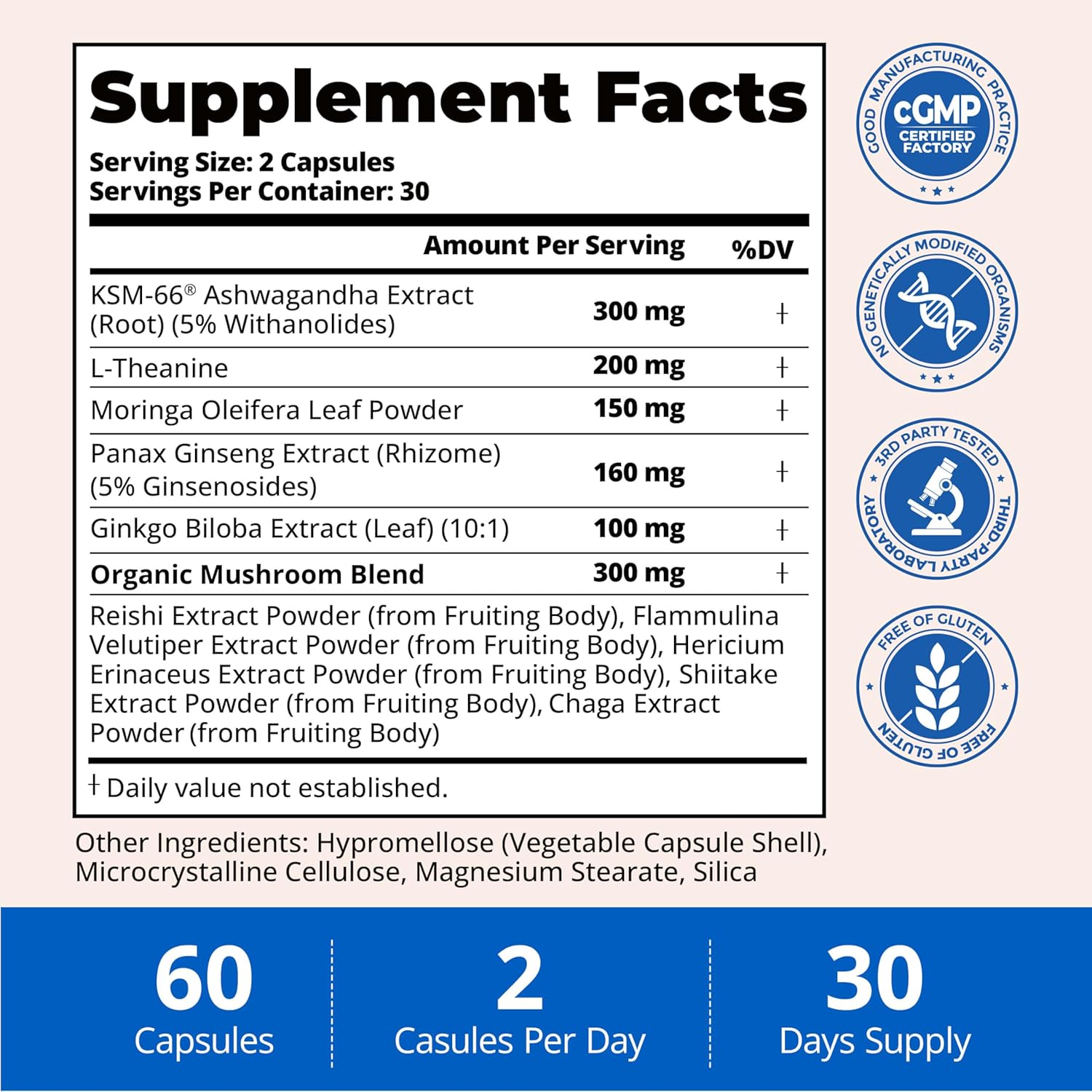KSM-66 Ashwagandha Supplements, Ashwagandha Root Extract for Women & Men, 10-in-1 Adaptogen Complex for Cortisol Manager, Stress, Energy & Immune Support, 60 Vegan Capsules - Image 8