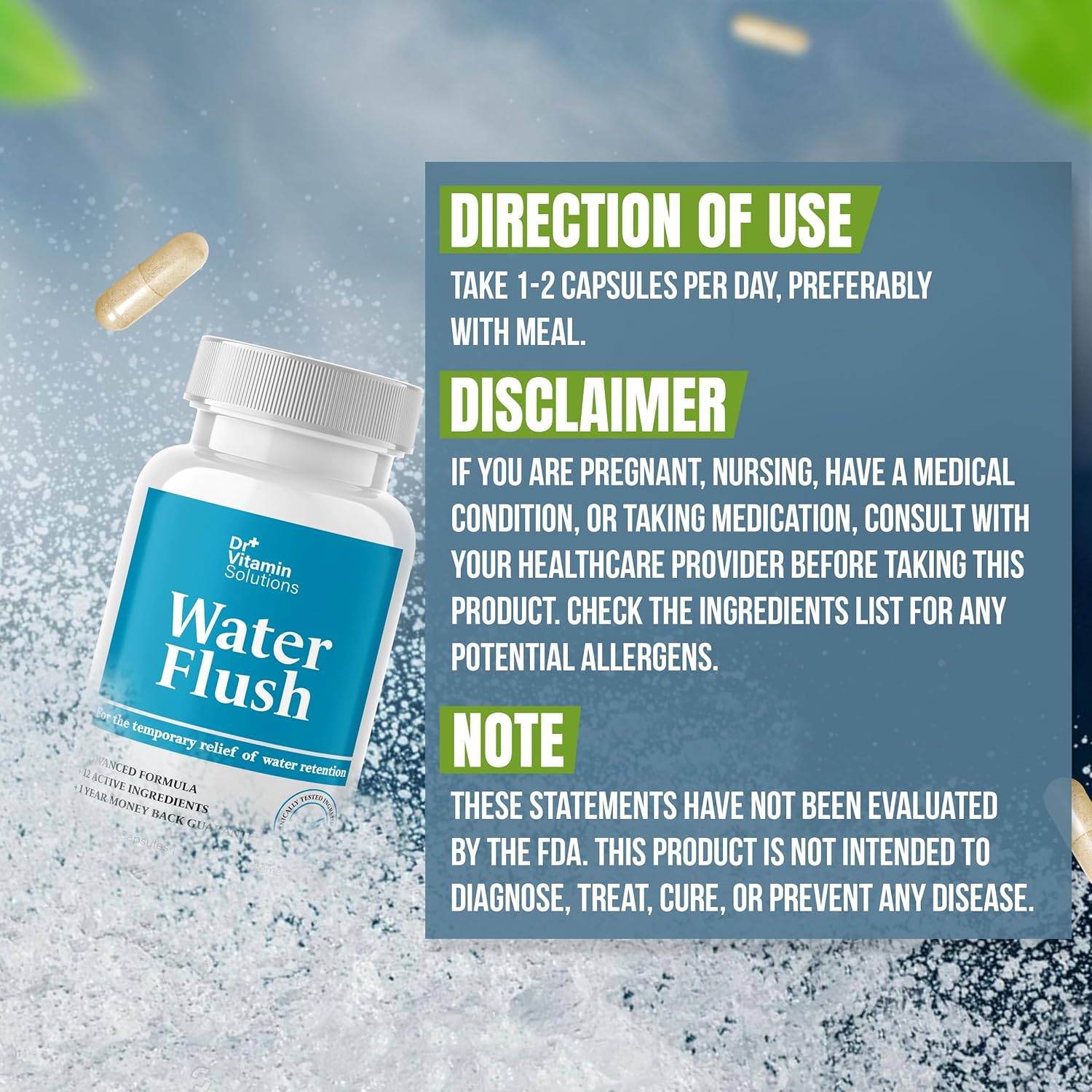 Diuretic Water Pills for Weight Control - Instant Relief from Bloat and Swelling - Green Tea, Cranberry, Dandelion Leaf Extract - Water Retention Pills for Women & Men, 120 Caps - Image 7