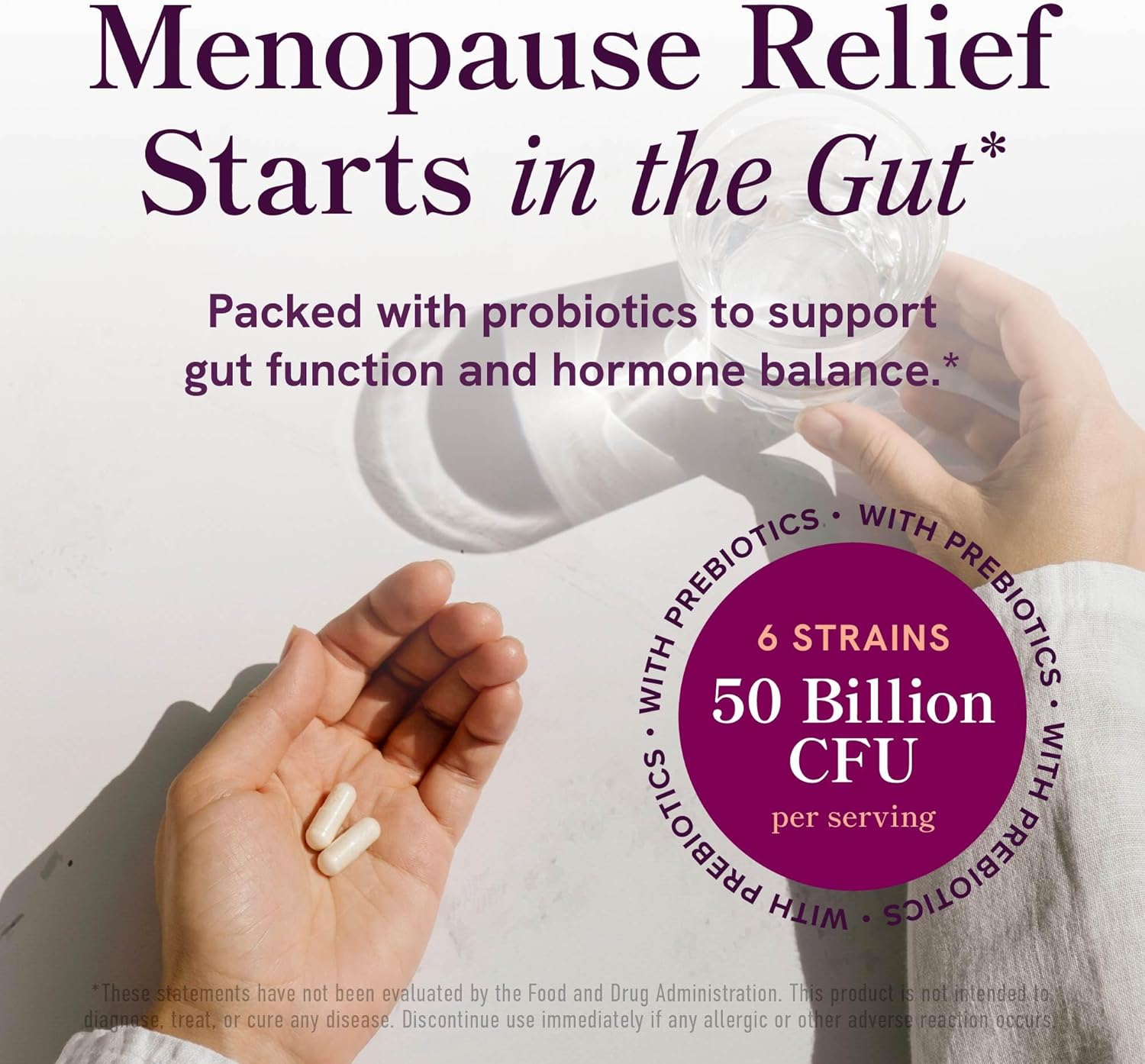 Menopause Support with Prebiotics and Probiotics for Women | Hormone Balance, Hot Flashes & Night Sweats | 50 Billion CFU, DIM & Black Cohosh | Triple Action Menopause Supplements for Women | 30 Ct - Image 3