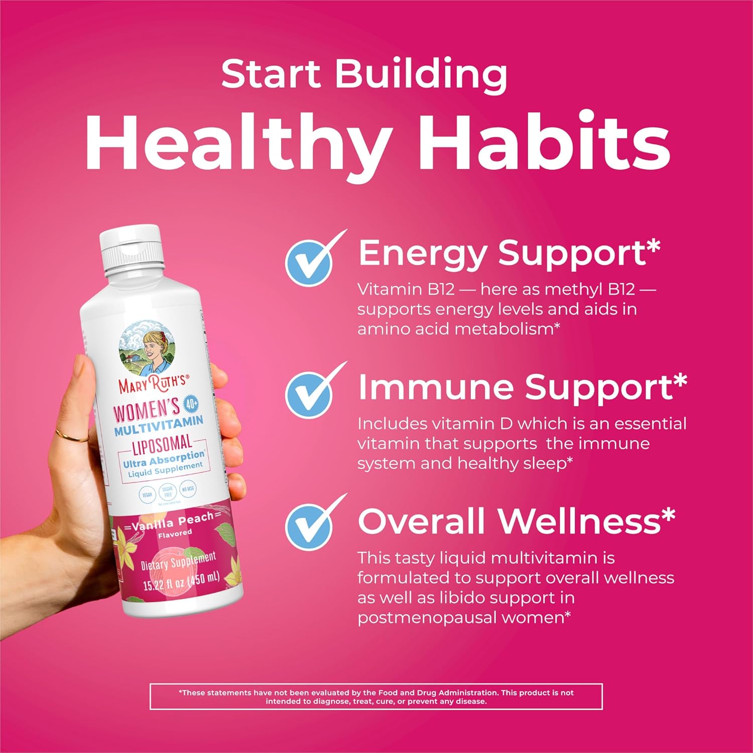 MaryRuth’s Multivitamin Liposomal for Women 40+ | Womens Multivitamin Liposomal | Immune Support Supplement | Menopause Supplement | Methylated Multivitamin | Vegan | Sugar Free | Non-GMO |15.22 Fl Oz - Image 5