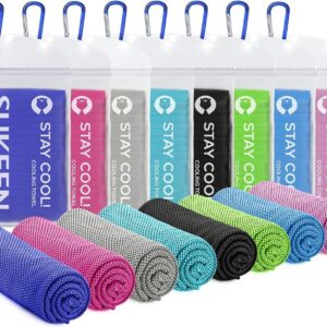 Sukeen 8 Pack Cooling Towels (40"x12"), Cooling Towels for Neck and Face, Microfiber Soft Breathable Chilly Ice Towel, Sweat Towel for Gym, Yoga, Sports, Golf, Camping, Running, Fitness, Workout
