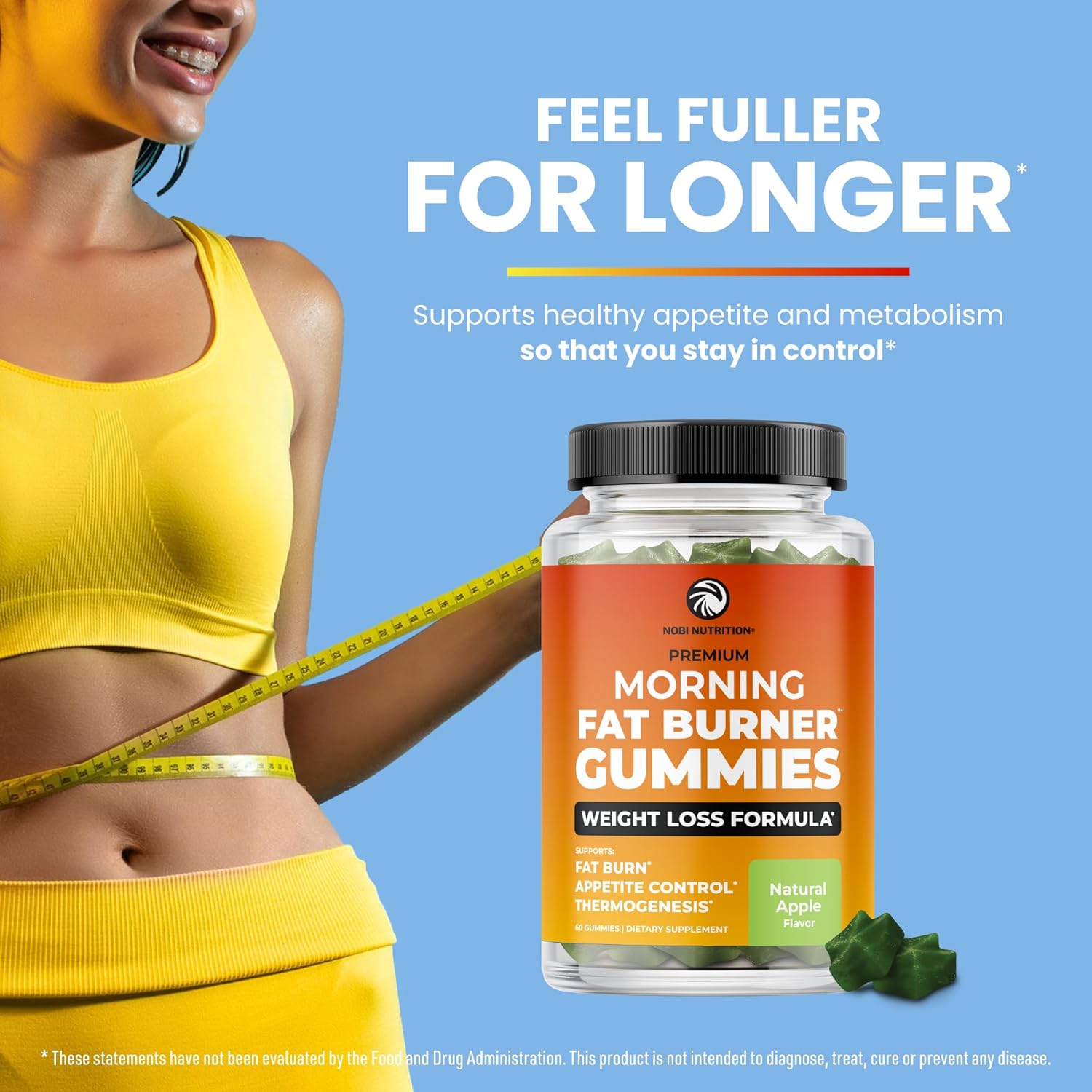 Morning Fat Burner Gummies | Weight Loss for Women & Men | Appetite Suppressant & Metabolism Booster | Thermogenic Belly Fat Burner with Green Tea, Garcinia, Green Coffee Bean & More | 60 Gummies - Image 4