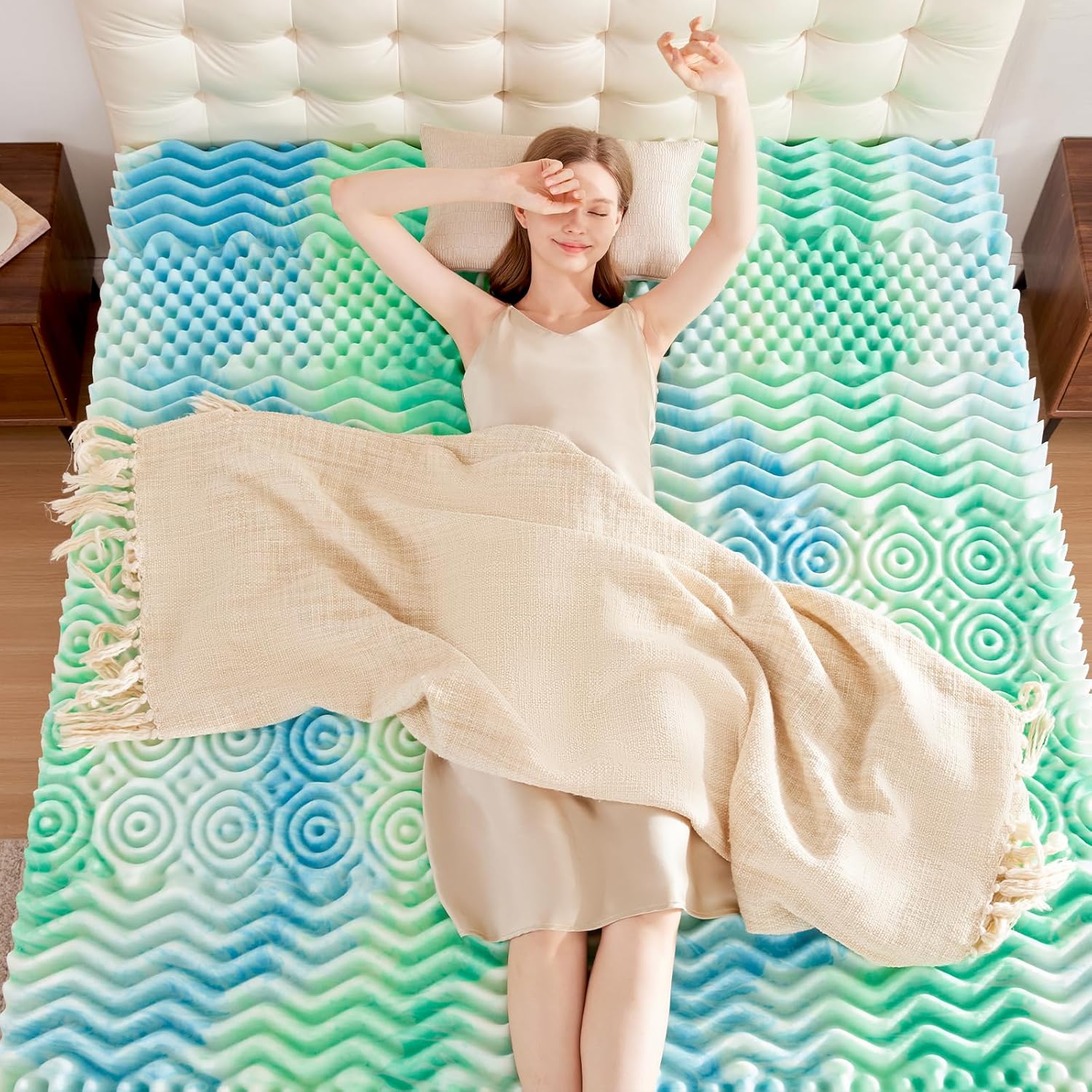 SOOSLEEPY 3 Inch 7-Zone Full Memory Foam Mattress Topper Egg Crate Cooling Gel Infused Mattress Pad Bed Topper for Pressure Relief and Back Pain Soft & Breathable, CertiPUR-US Certified - Image 8