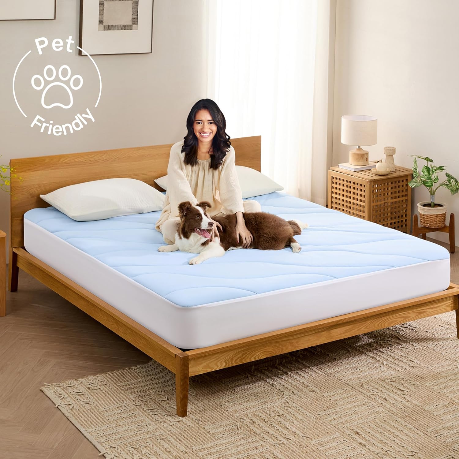 Unikome Ultra Soft Waterproof Queen Size Mattress Pad, Cooling Mattress Protector for Hot Sleepers, 5-Layers Noiseless Washable Mattress Cover with 8"-21" Deep Pocket (Light Blue, 60x80) - Image 9