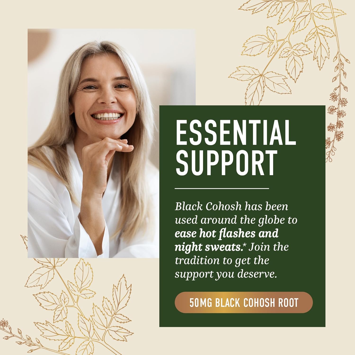 Black Cohosh Gummies for Menopause Relief, Hot Flashes & Night Sweats | 50mg Black Cohosh Root for Women | Gluten-Free, Vegetarian, Non-GMO | Hormone Balance Support | Yummy Peach Flavor | 60 Gummies - Image 5