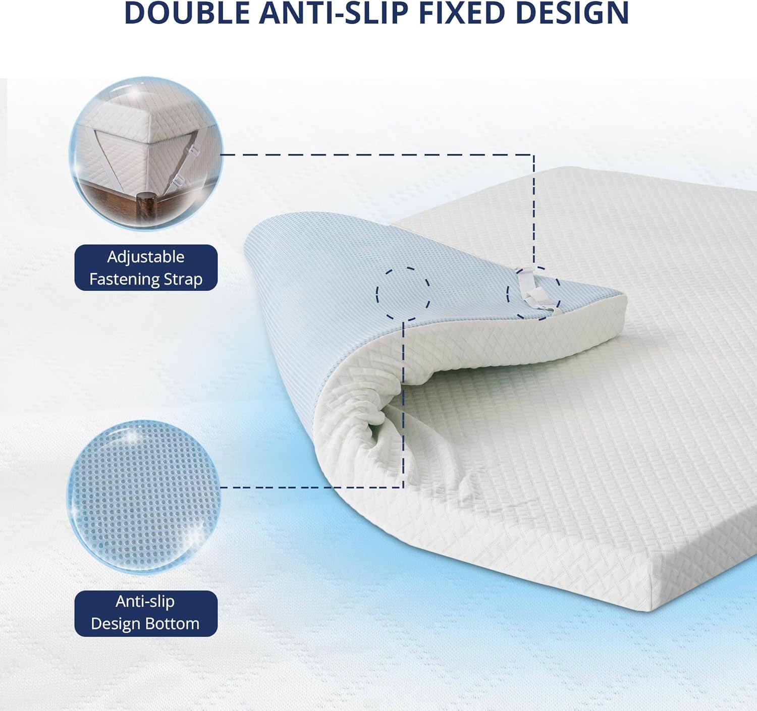 3 Inch Gel Memory Foam Mattress Topper Queen Size, Cooling Bed Topper for Pressure Relief with Removable Breathable Soft Cover, CertiPUR-US Certified - Image 5