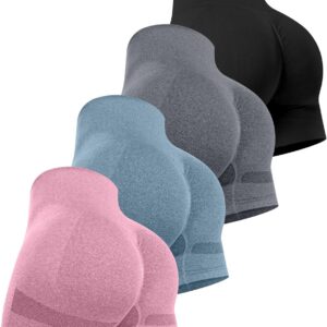 CHRLEISURE Workout Shorts Sets for Women, High Waisted Gym Butt Lifting Scrunch Butt Seamless Shorts