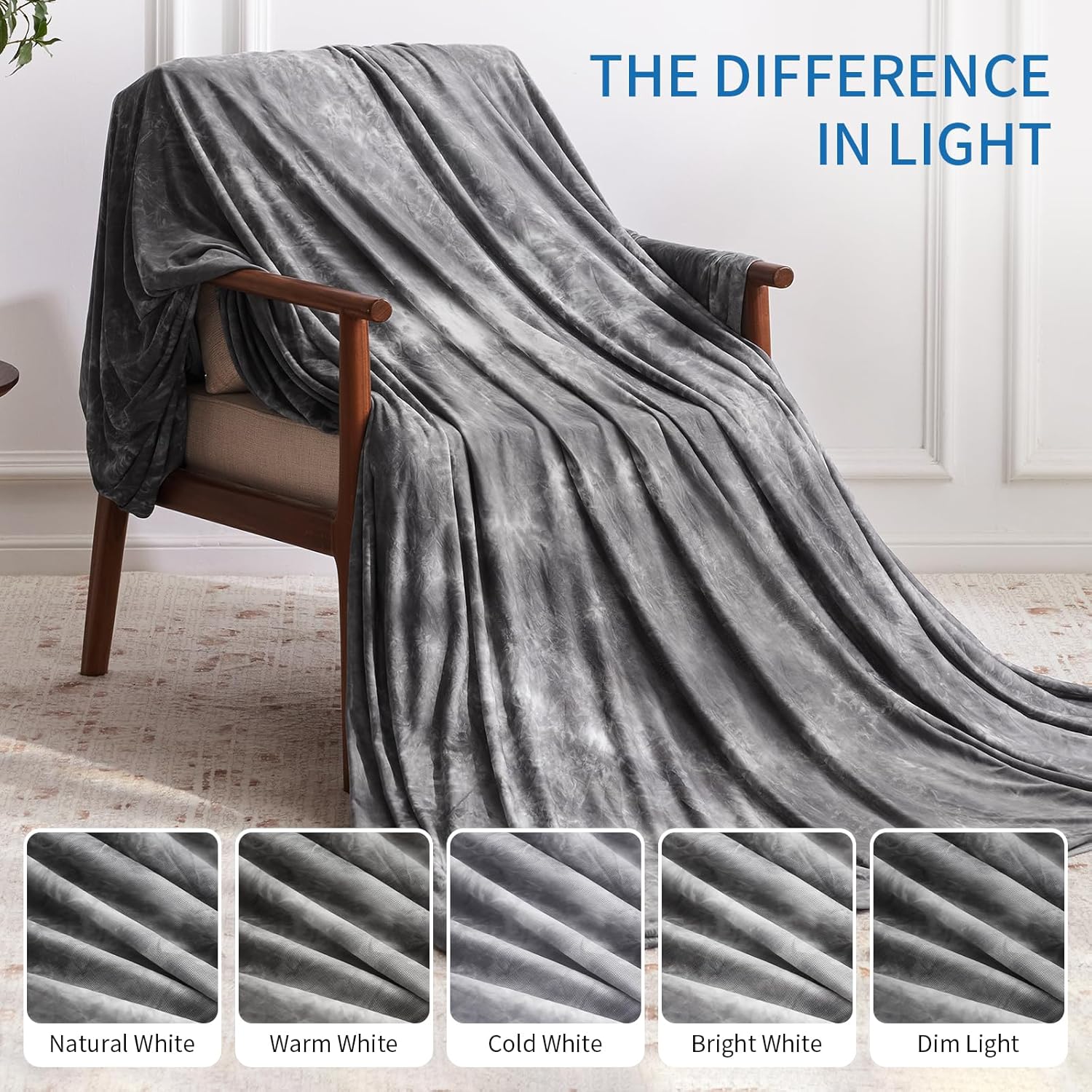 Guohaoi Cooling Throw Blanket for Hot Sleepers, Full Size 60''×90'' Lightweight Breathable Summer Bed Blanket for Couch, Arc-Chill Q-Max >0.5 Cool Fiber,Lightweight Tie Dye Blanket Grey - Image 5