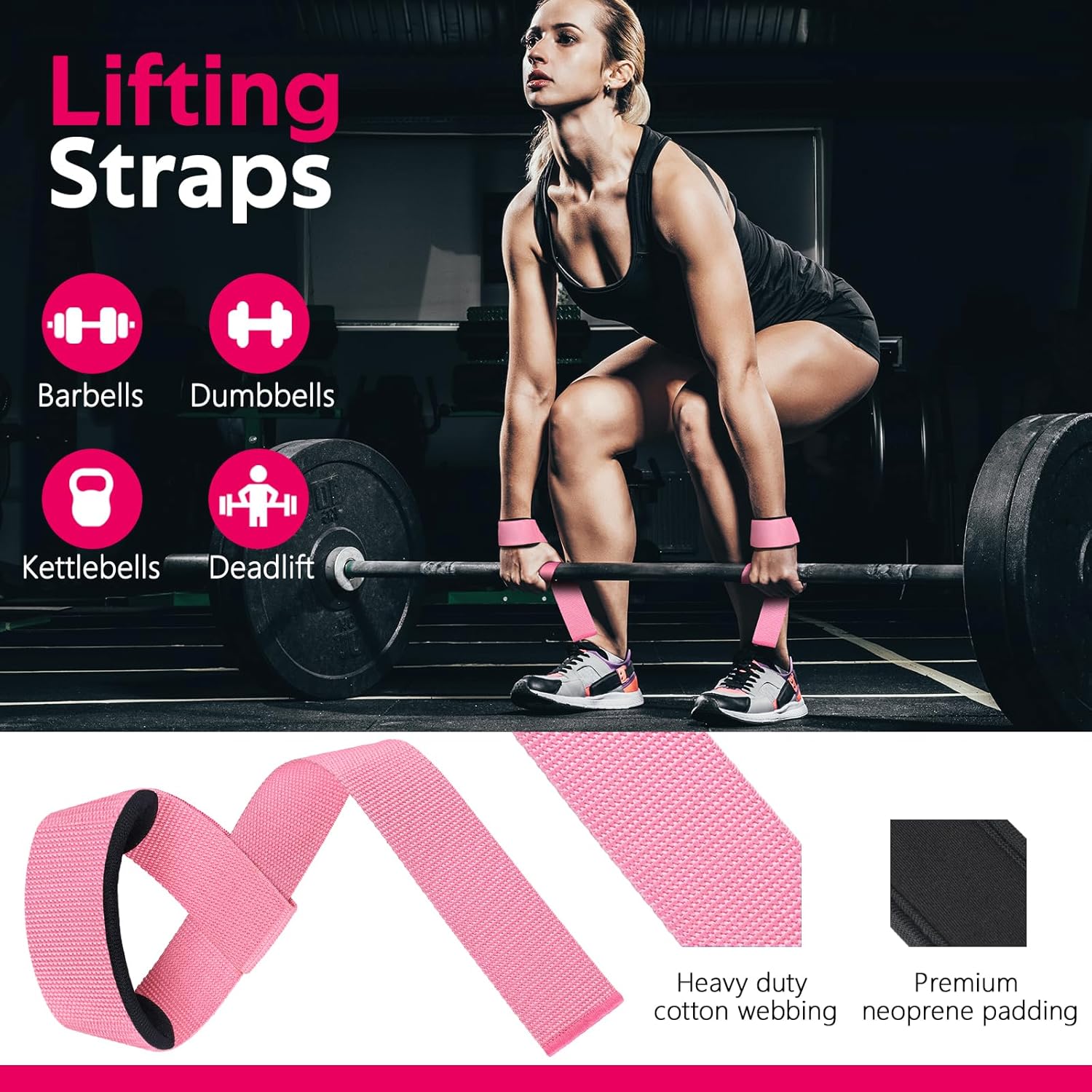 WALITO 8Pcs Barbell Pad Set for Hip Thrust - Squat Pad,Gym Accessories for Women with Bar Bad,Bench Press, with Gym Ankle Straps,Resistance Bands for Working Out,Lifting Strap,Carry Bag - Image 4