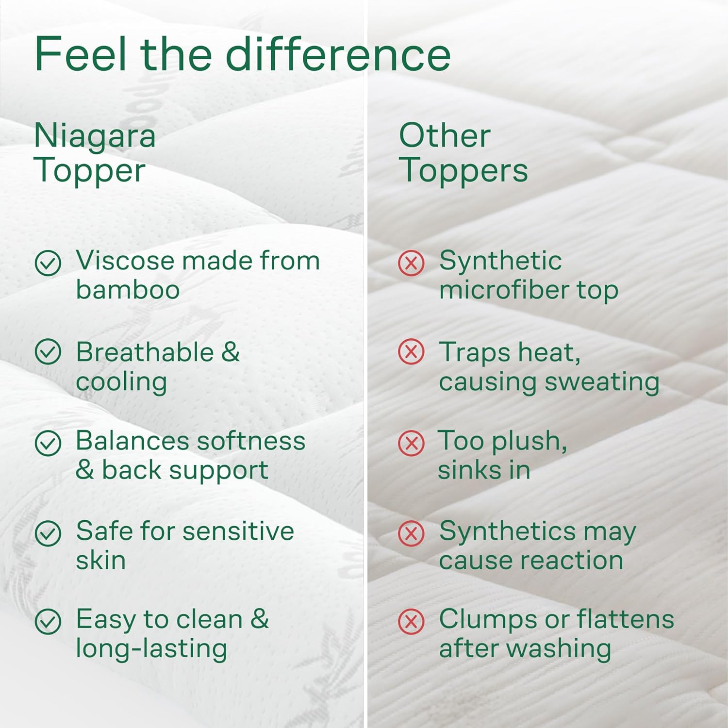 Ultra Soft Twin XL Size Mattress Topper - Viscose Made from Bamboo Pillow Top Mattress Pad for Back Pain Relief - Naturally Cooling for Hot Sleepers, White - Image 7