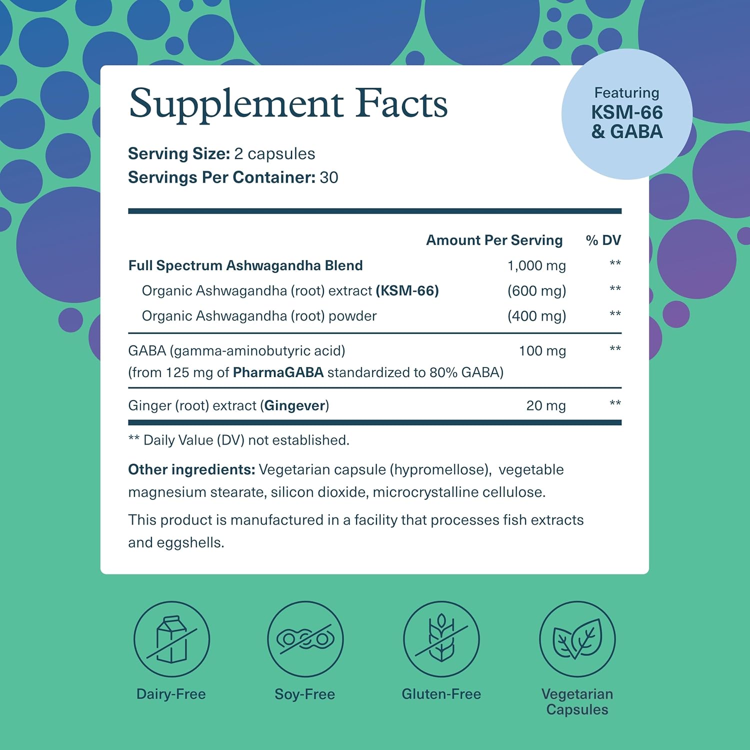 Youtheory Ashwagandha + GABA - Adaptogenic Blend with Organic KSM-66 & Ginger - Aids Stress Relief & Mood* - Supports Energy Levels* - 60 Vegetarian Capsules (30-Day Supply) - Image 2