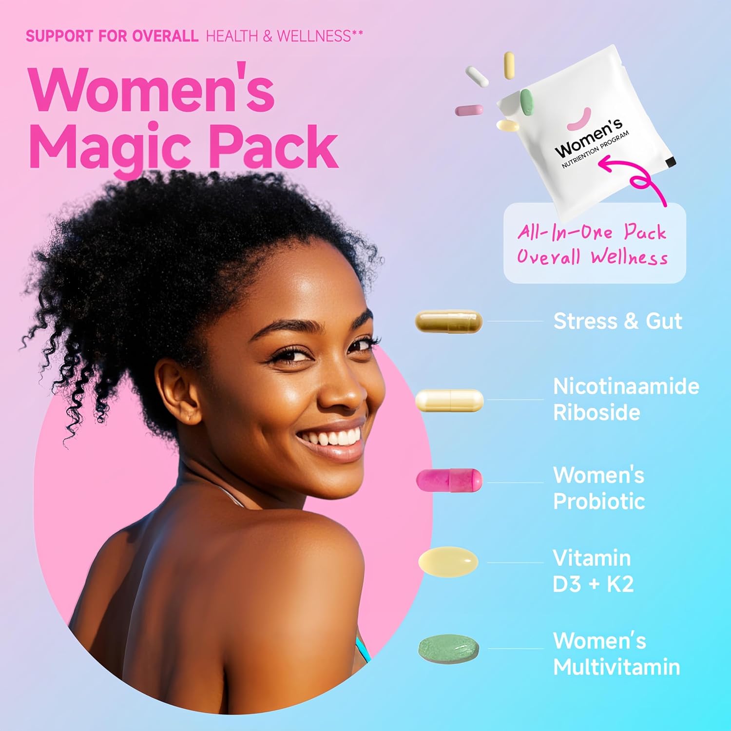 Multivitamin for Women Daily Vitamin Packs for 30 plus with D3+K2, NR1000, Probiotics & Ashwagandha | Supplement for Beauty, Stress Relief, Bone & Heart Health, Energy, Gut & Hormone Balance | 30 Day - Image 2