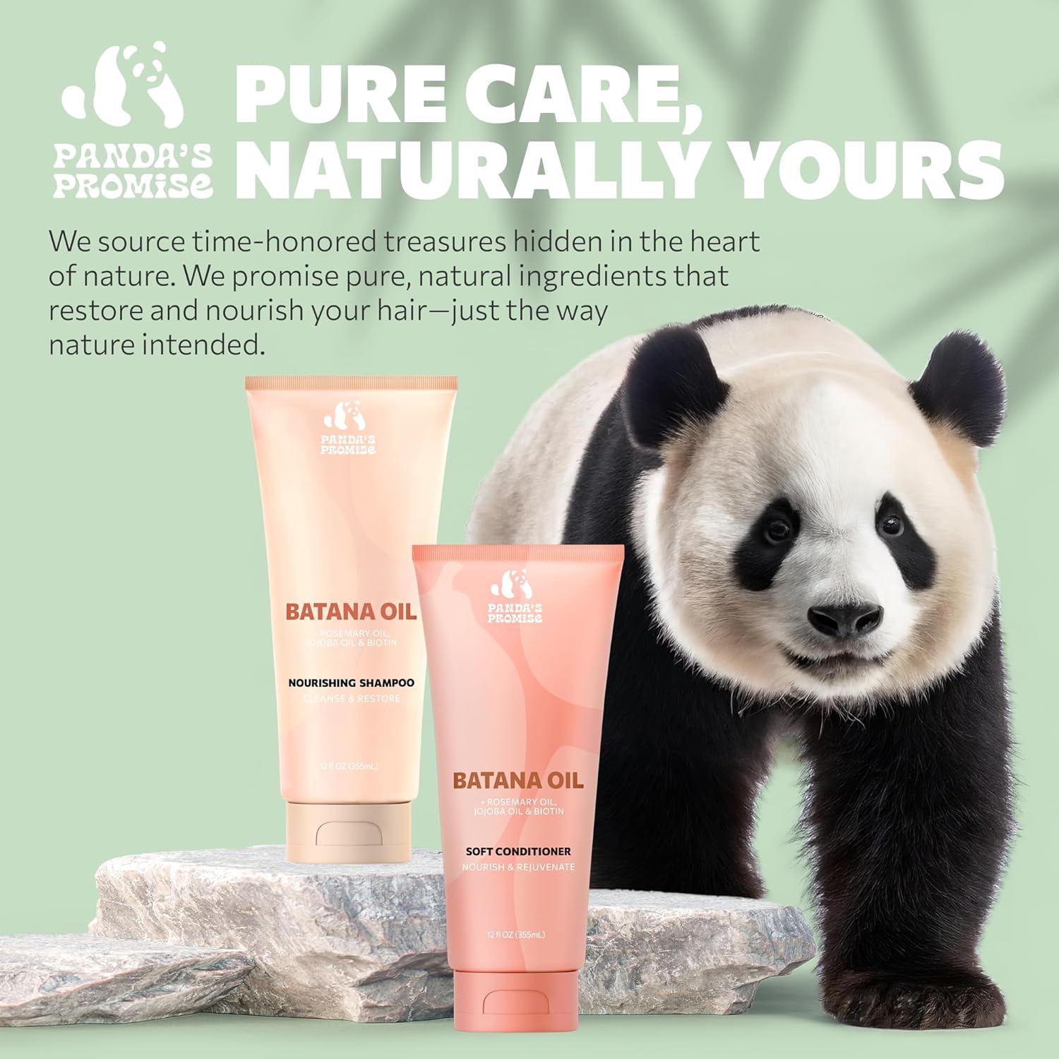 Panda's Promise Batana Oil Shampoo and Conditioner Set – Sulfate-Free Haircare with Batana Oil Nourishing Duo for Smooth, Soft and Manageable Hair For All Hair Types, Unisex (12 fl oz Each) - Image 9