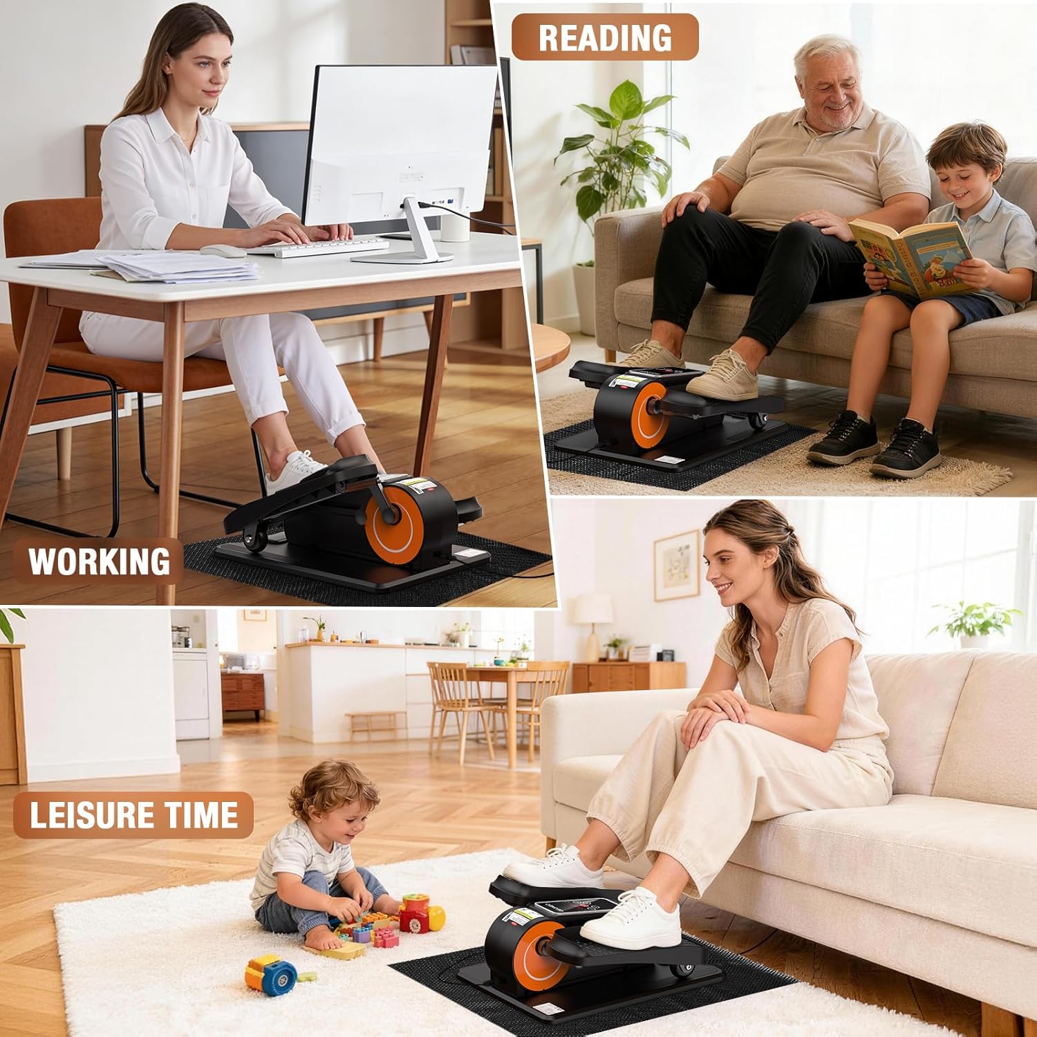 Under Desk Elliptical Machine, Electric Elliptical Leg Exerciser for Senior, Quiet and Compact Electric Seated Pedal Exerciser for Home with Monitor, Remote Control and 12 Adjustable Speeds - Image 7