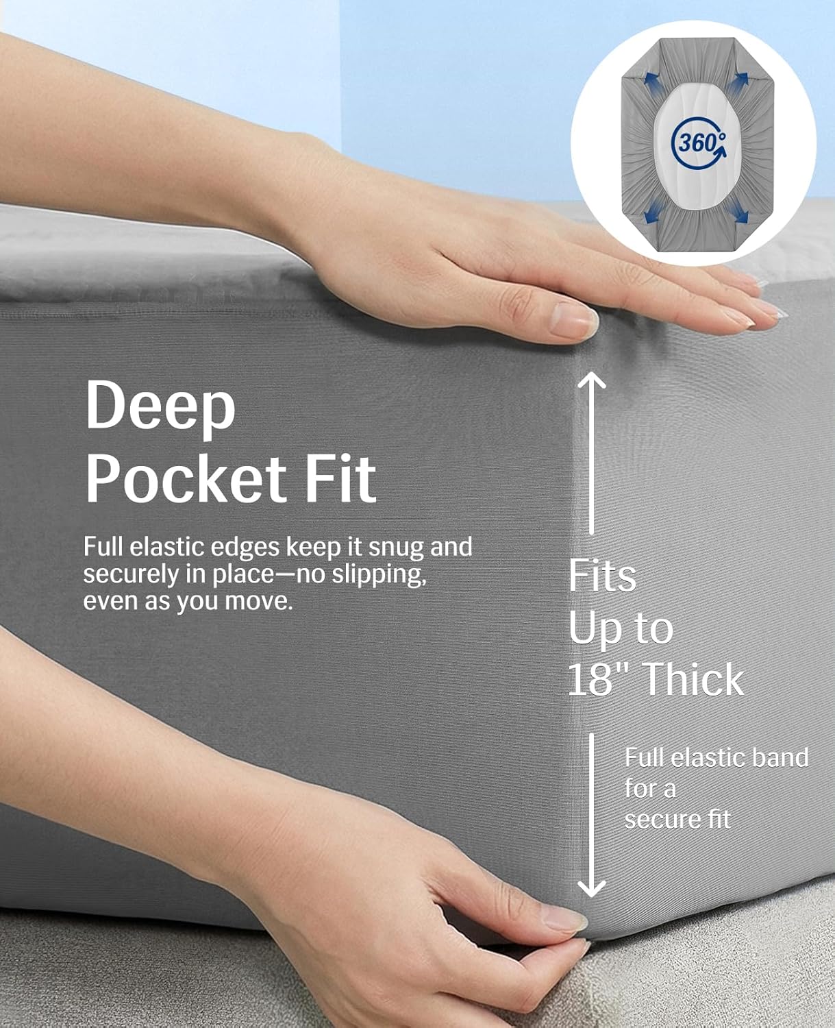 Elegear Cooling Mattress Pad Queen, Upgraded Arc-Chill® 3.0 + PCM Cooling, Stay Cool All Night, Breathable & Soft, Deep Pocket 18", Washable Mattress Protector for Hot Sleepers, Gray - Image 7