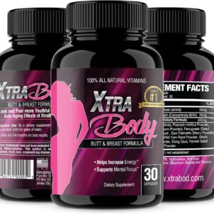 XtraBody Butt Enhancement and Breast Enlargement Supplement - Estrogen Enhancer - Increases Butt & Breast Size, Reduces Menstrual Symptoms & Provides an Extra Boost of Energy (1 Bottle=30 Capsules)