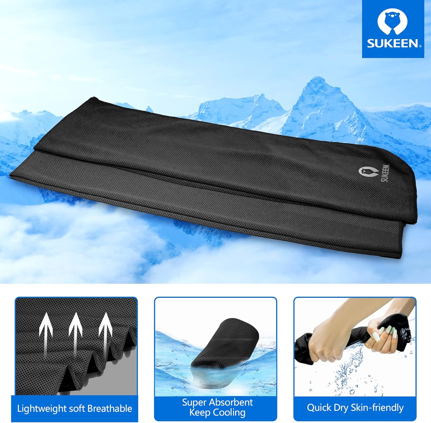 Sukeen [4 Pack Cooling Towel (40"x12"), Soft Breathable Chilly Microfiber Towel for Yoga,Sport,Running,Gym,Workout,Camping,Fitness,Workout & More Activities - Image 2